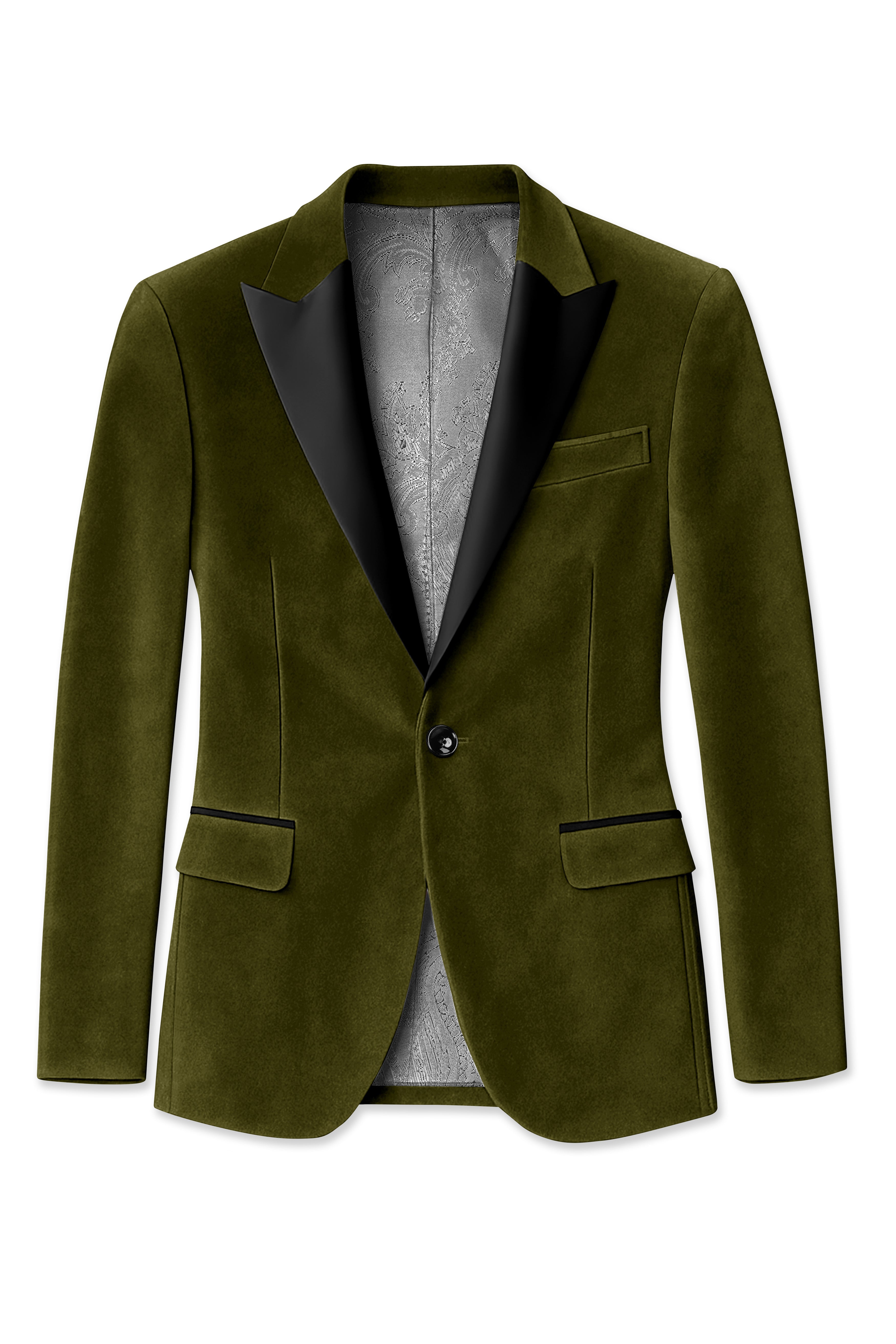 Hunter-Clinker Green Velvet Peak Lapel Tuxedo Suit