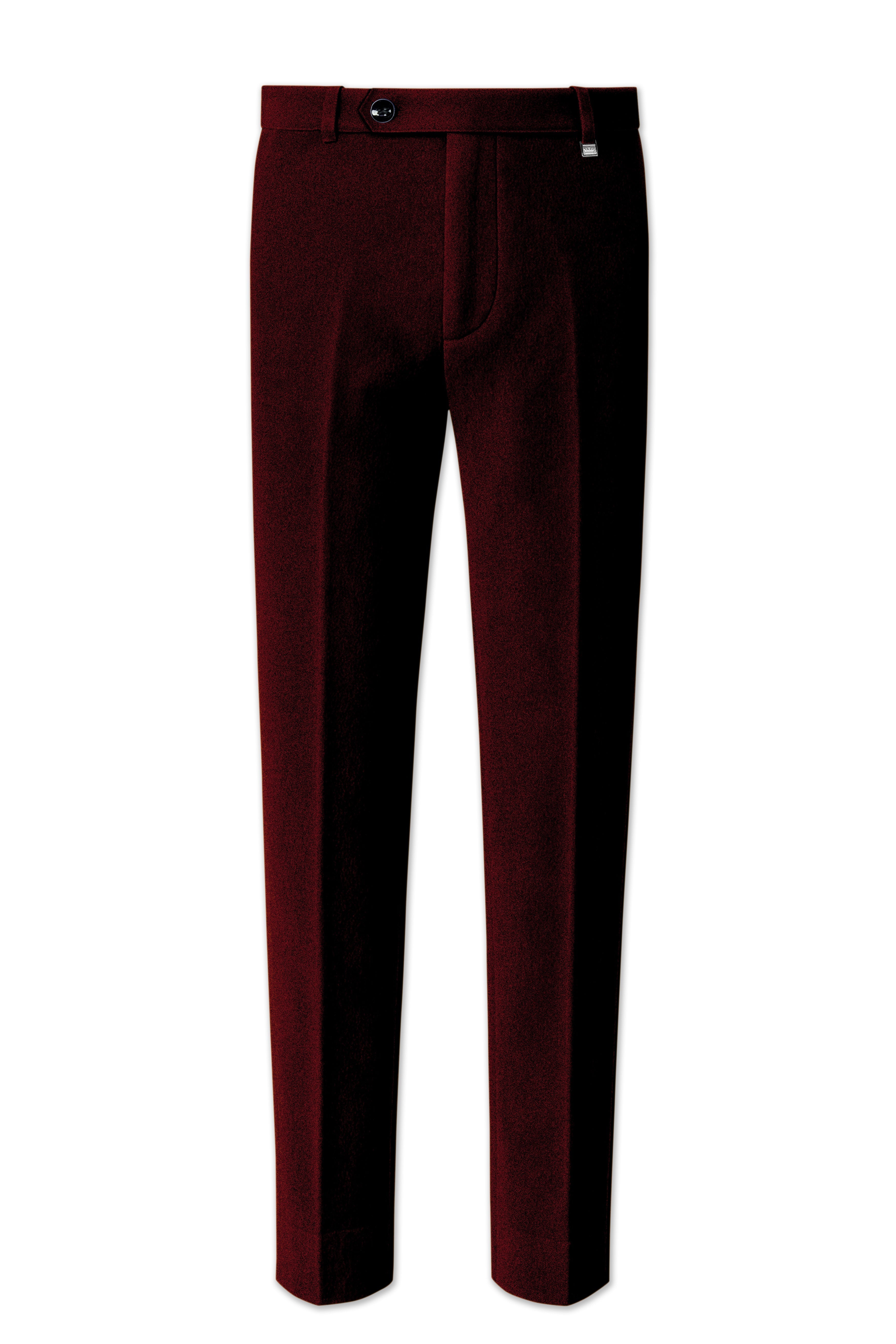 Crimson-Sepia Red Velvet Peak Lapel Tuxedo Suit