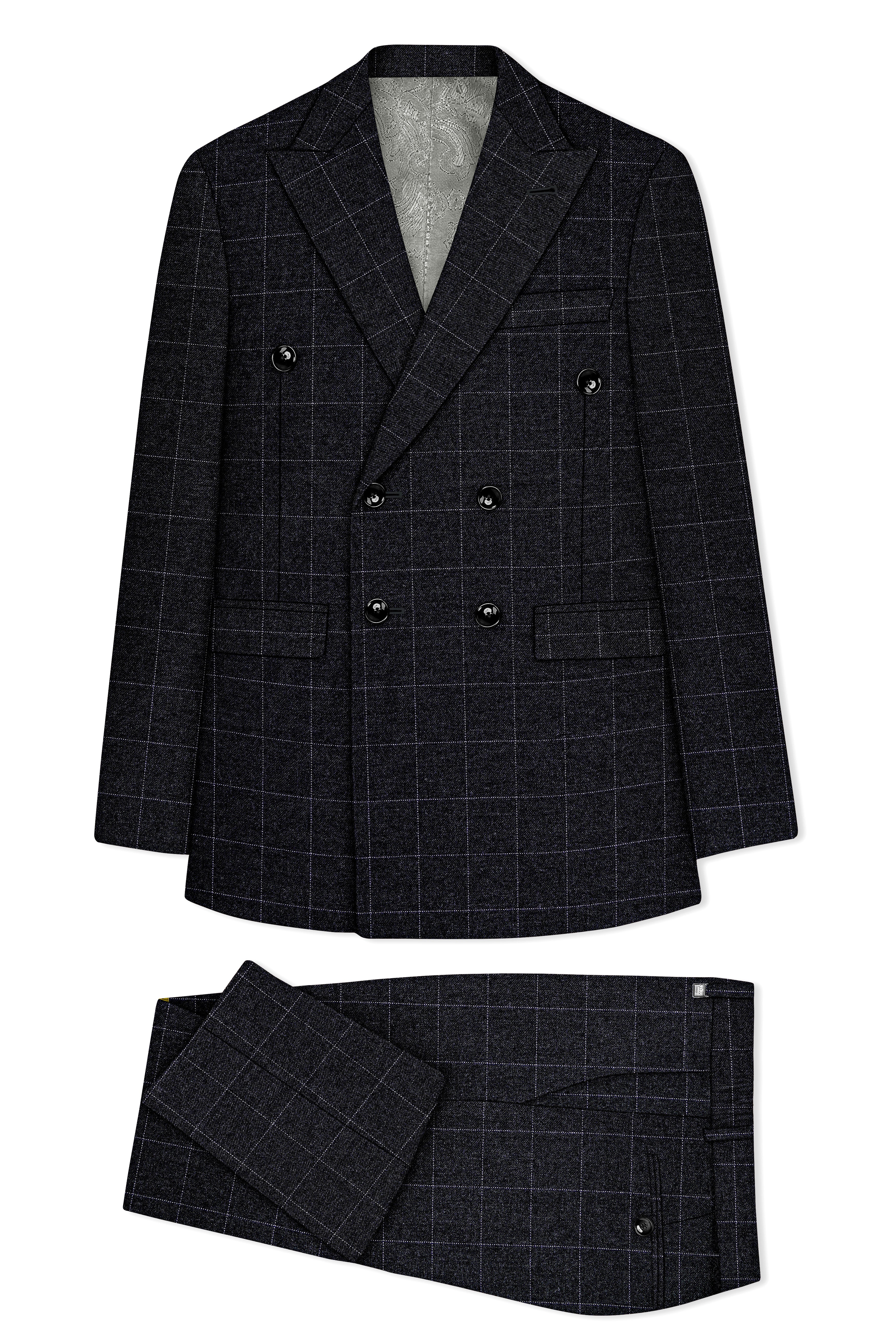 Fenrir-Shark Gray windowpane Tweed Double Breasted Suits