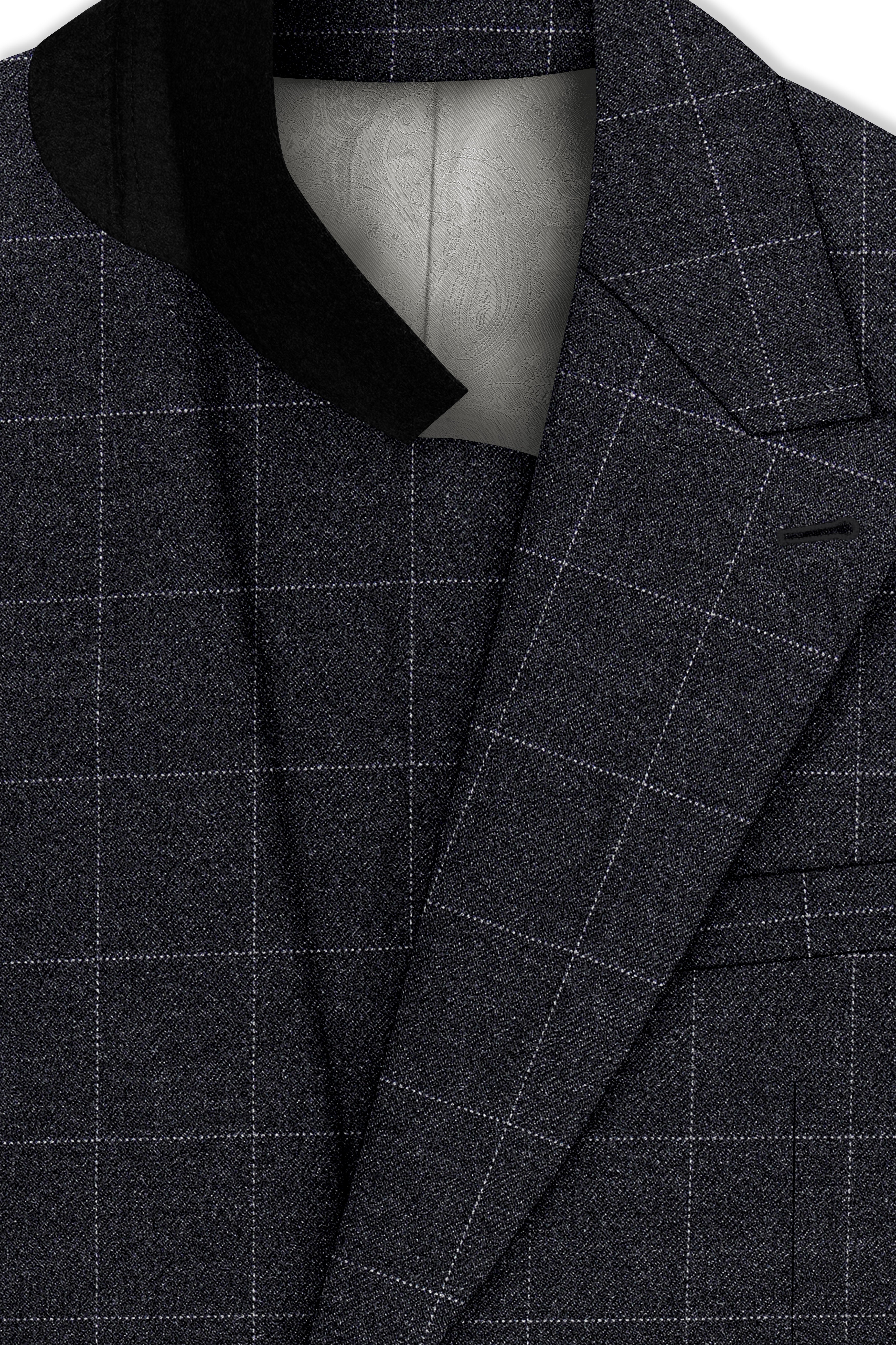Fenrir-Shark Gray windowpane Tweed Double Breasted Suits