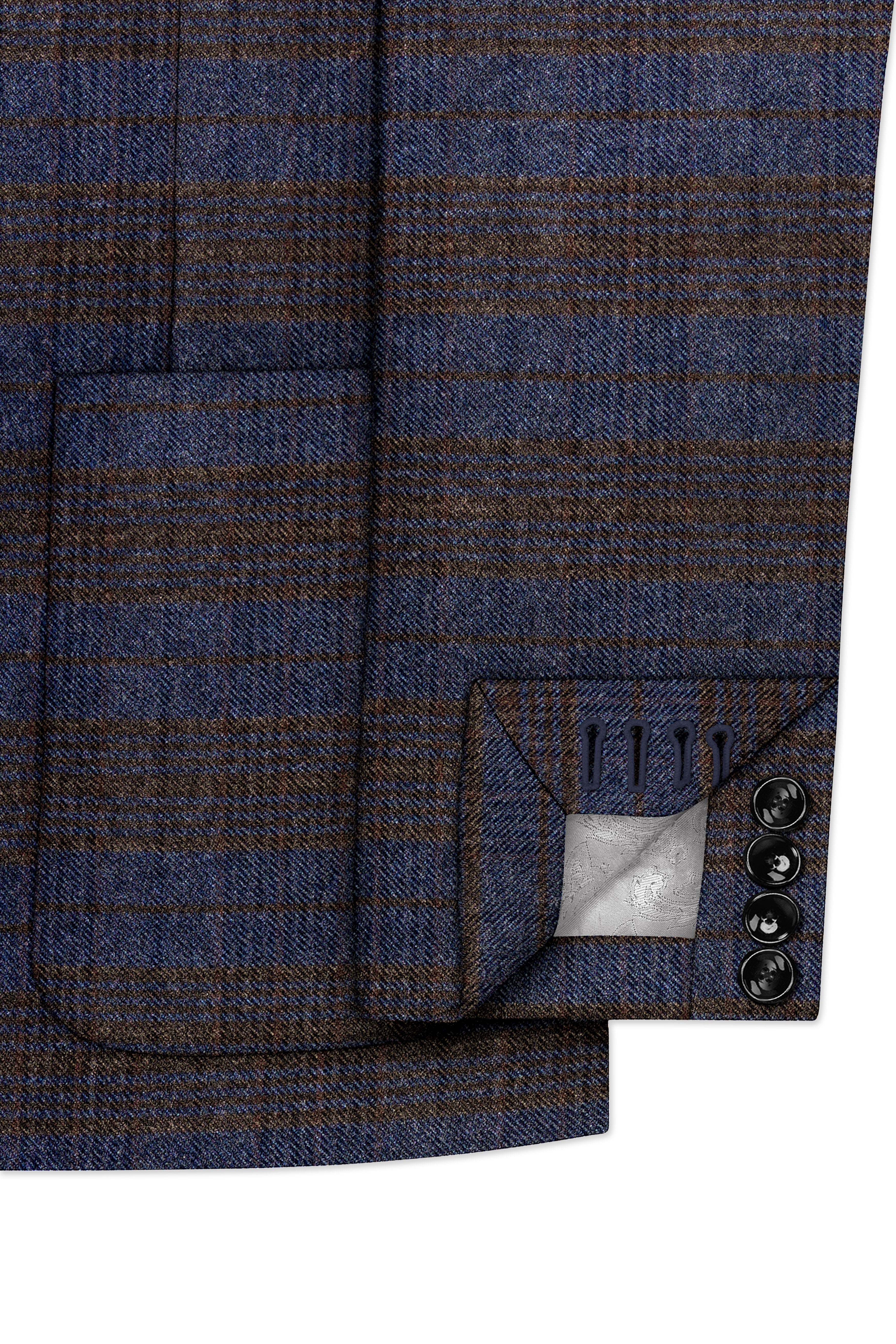 Velourish-Tealish Blue And Tuatara Gray Glen Plaid Tweed Single Breasted Sports Suits