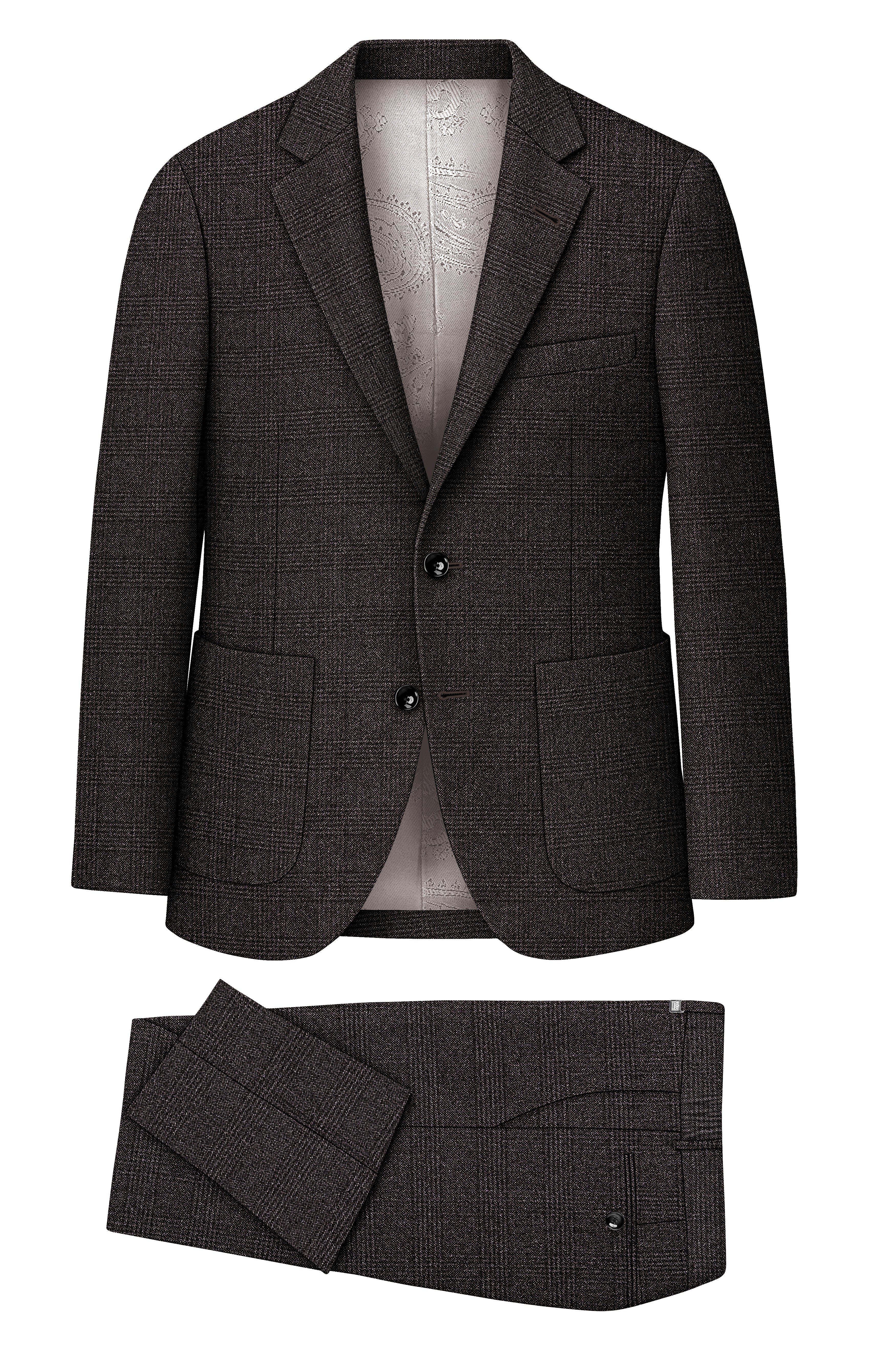 Bruno-Chicago Brown Wales Plaid Tweed Single Breasted Sports Suits