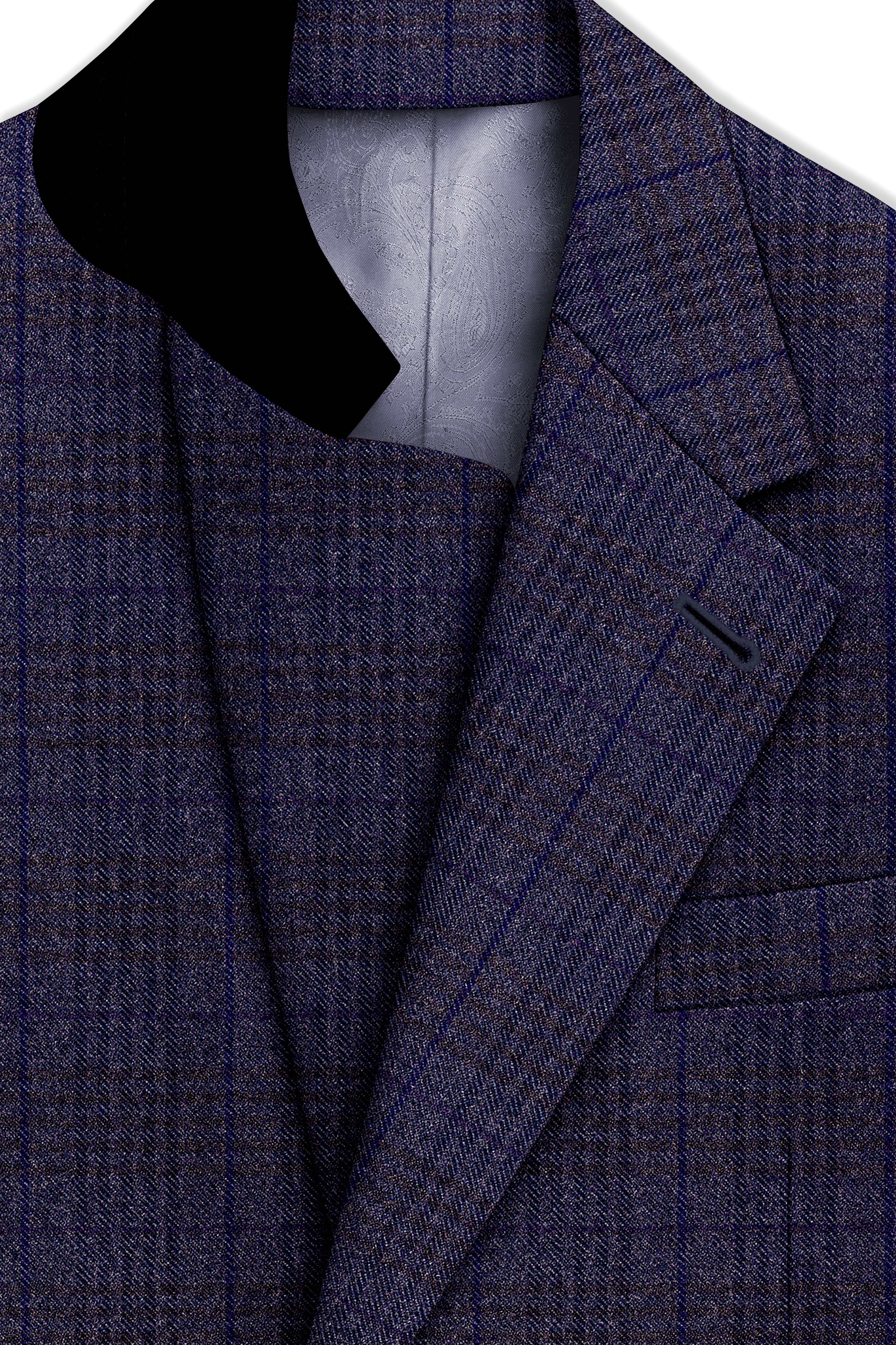 Horizon-Martinique Blue windowpane Tweed Single Breasted Sports Suits
