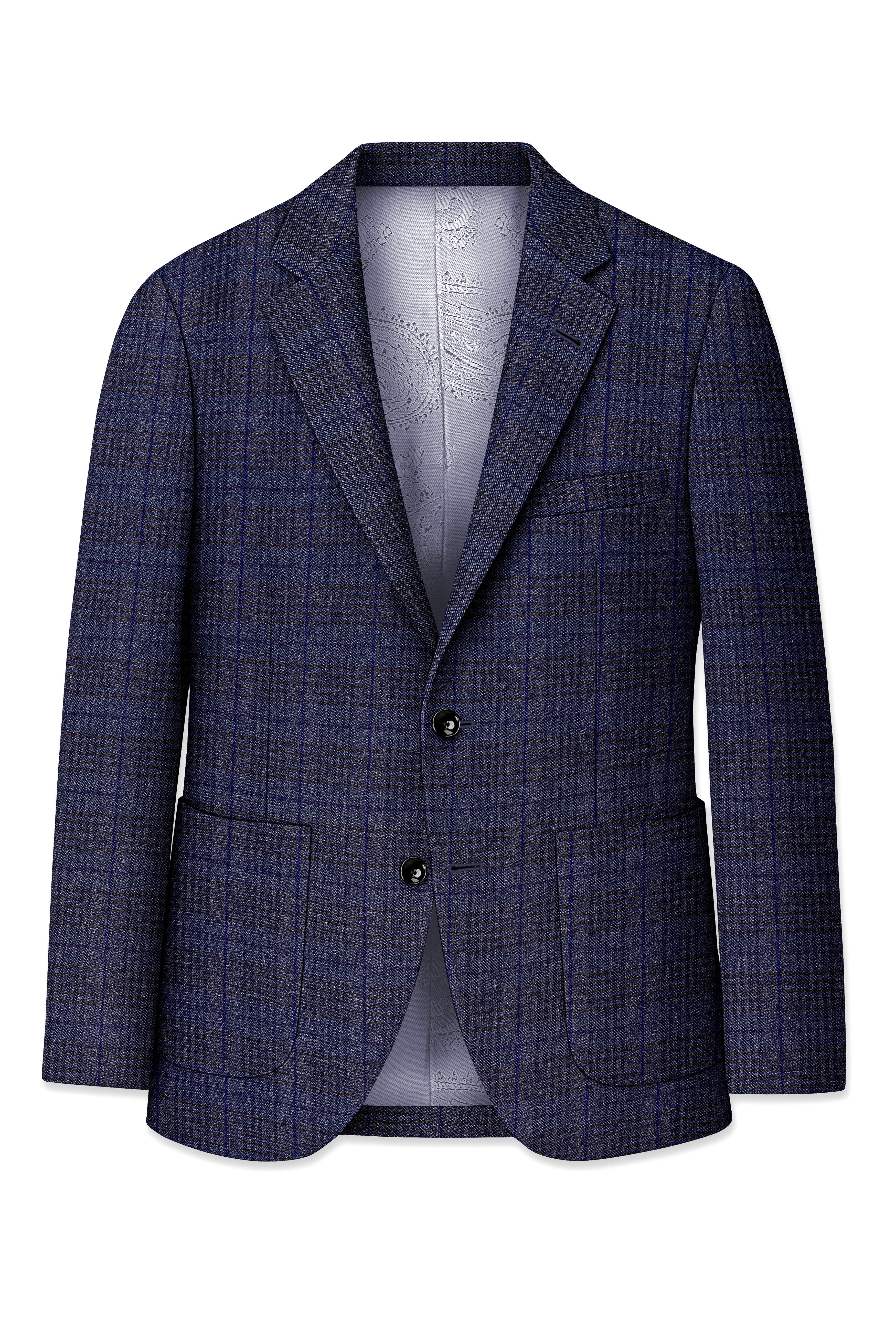 Horizon-Martinique Blue Plaid Premium Wool Rich Single Breasted