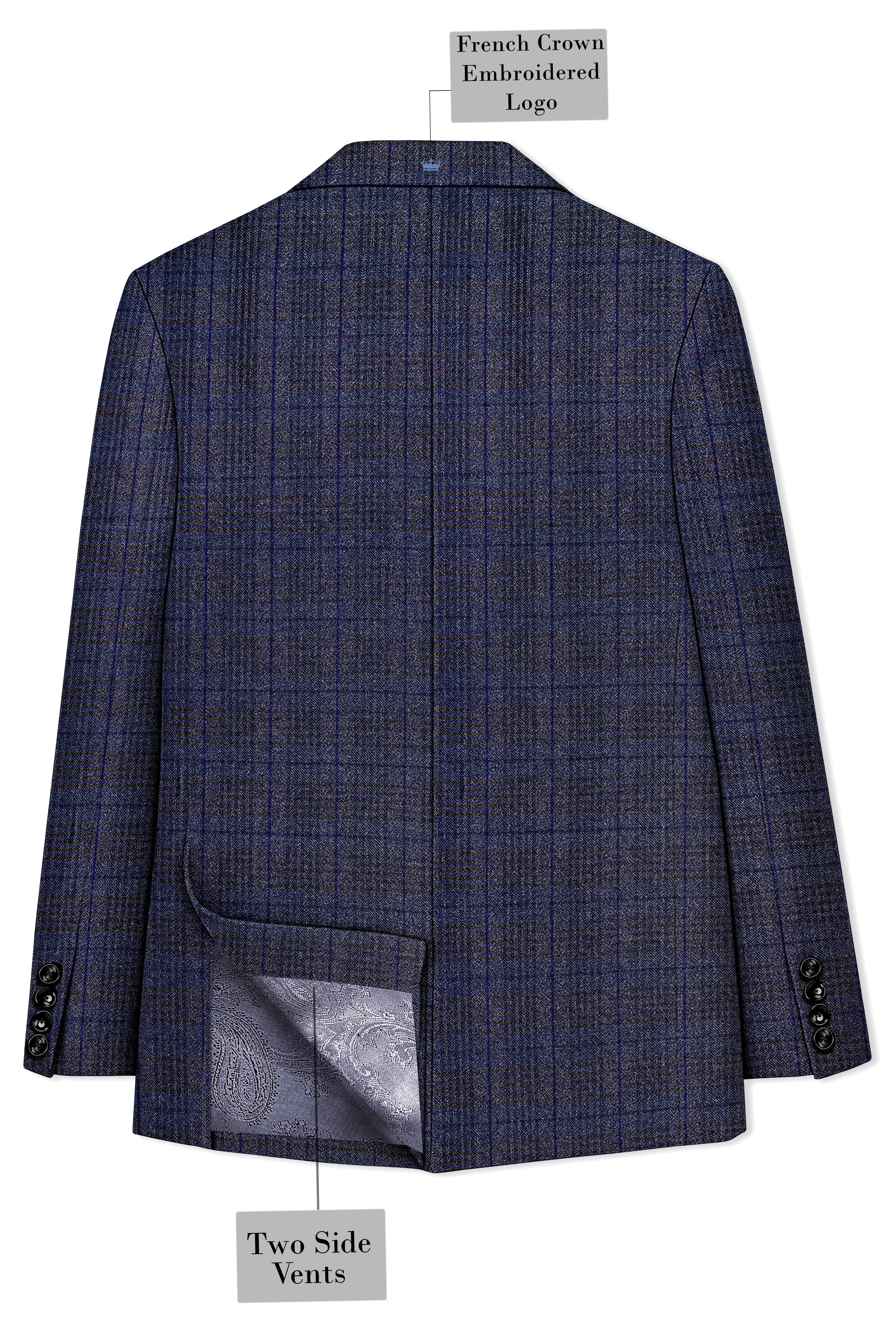 Horizon-Martinique Blue Plaid Premium Wool Rich Single Breasted