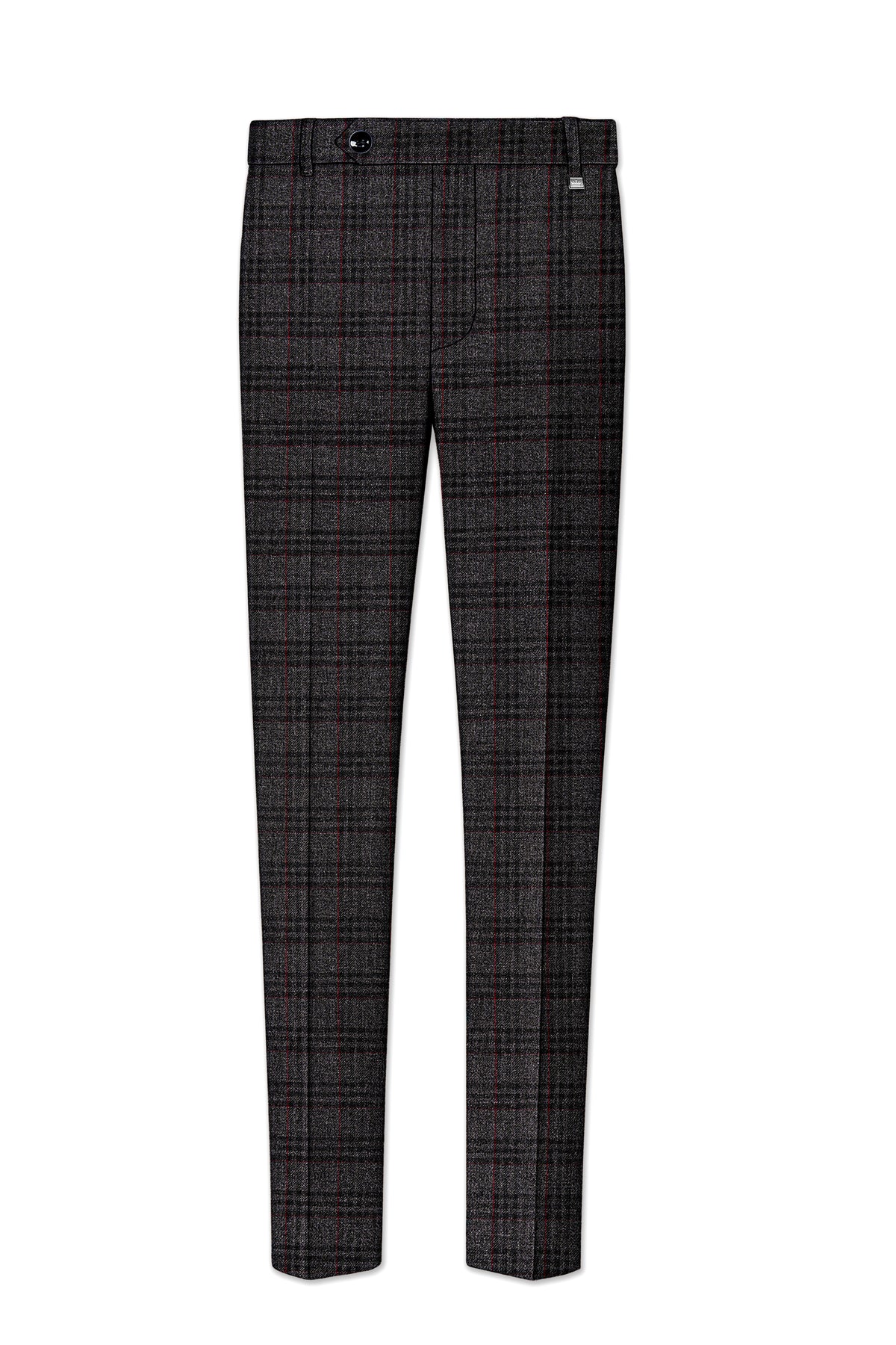 Velours-Ship Gray Plaid Tweed Single Breasted Sports Suit