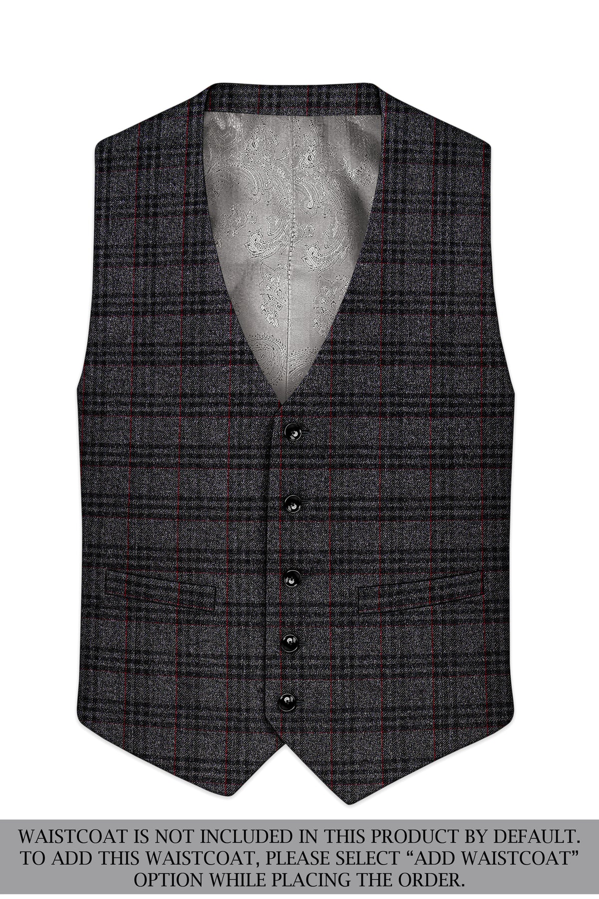Velours-Ship Gray Plaid Tweed Single Breasted Sports Suit