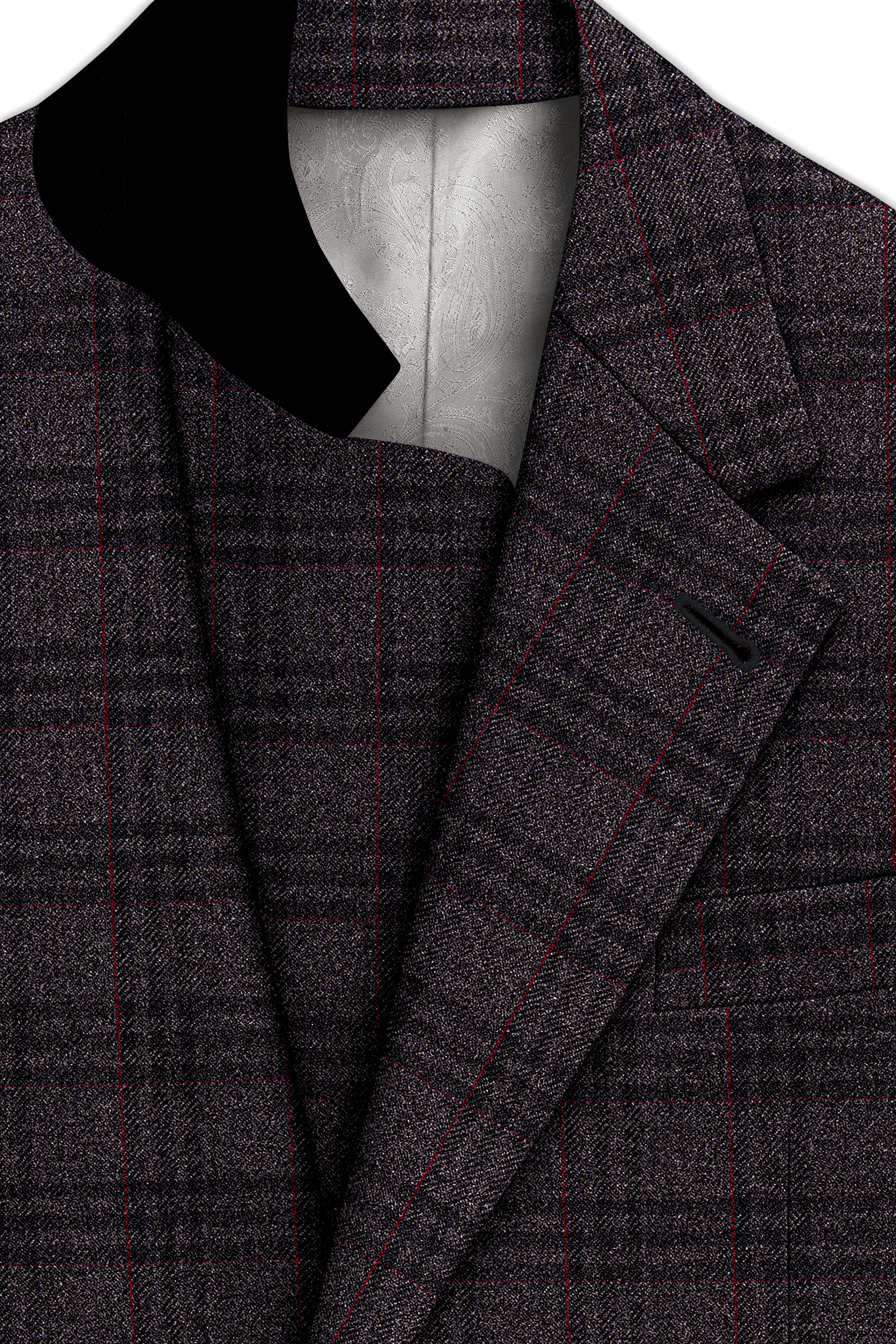 Velours-Ship Gray Plaid Tweed Single Breasted Sports Suit