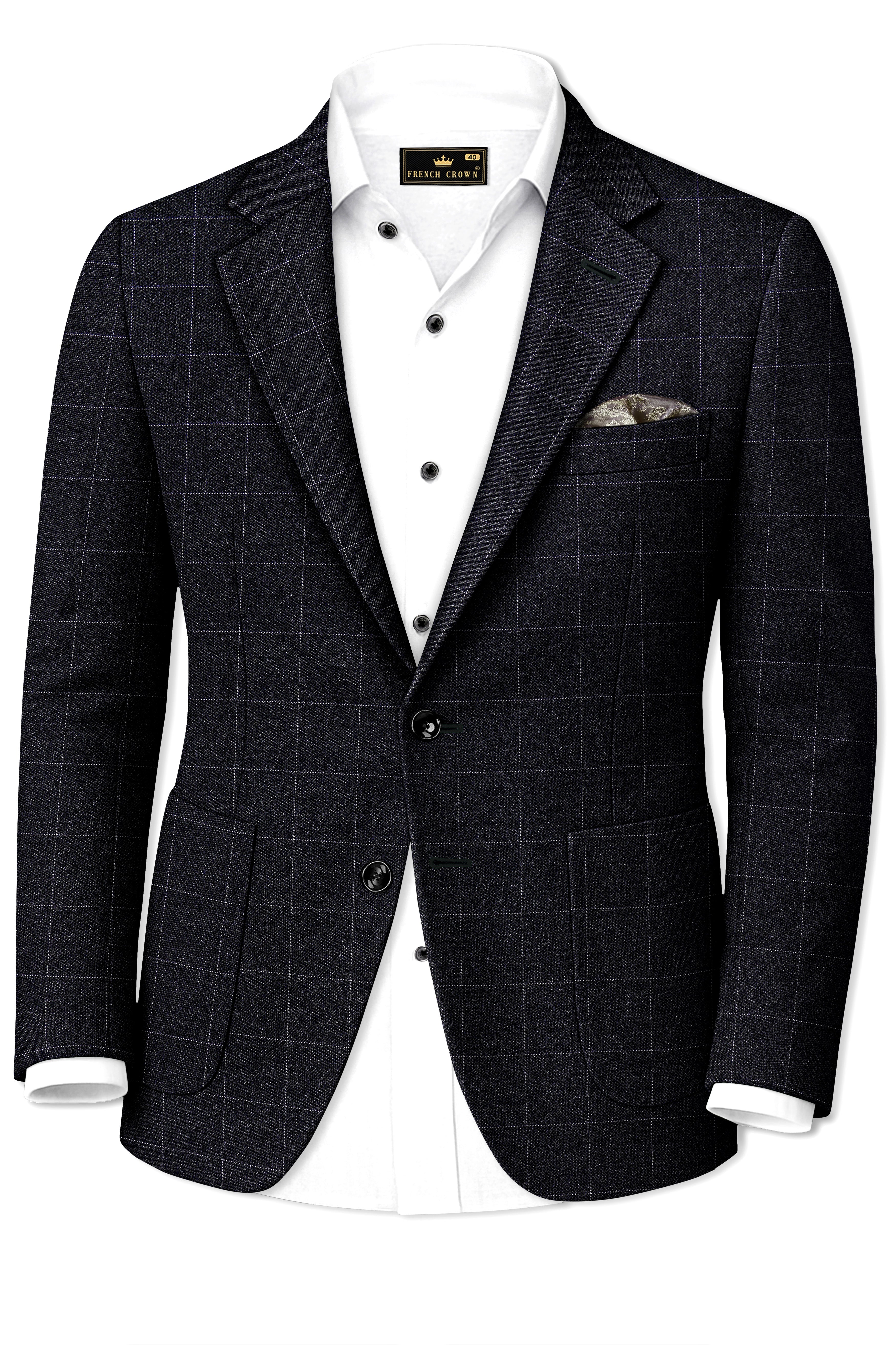 Fenrir-Shark Gray windowpane Tweed Single Breasted Sports Suits