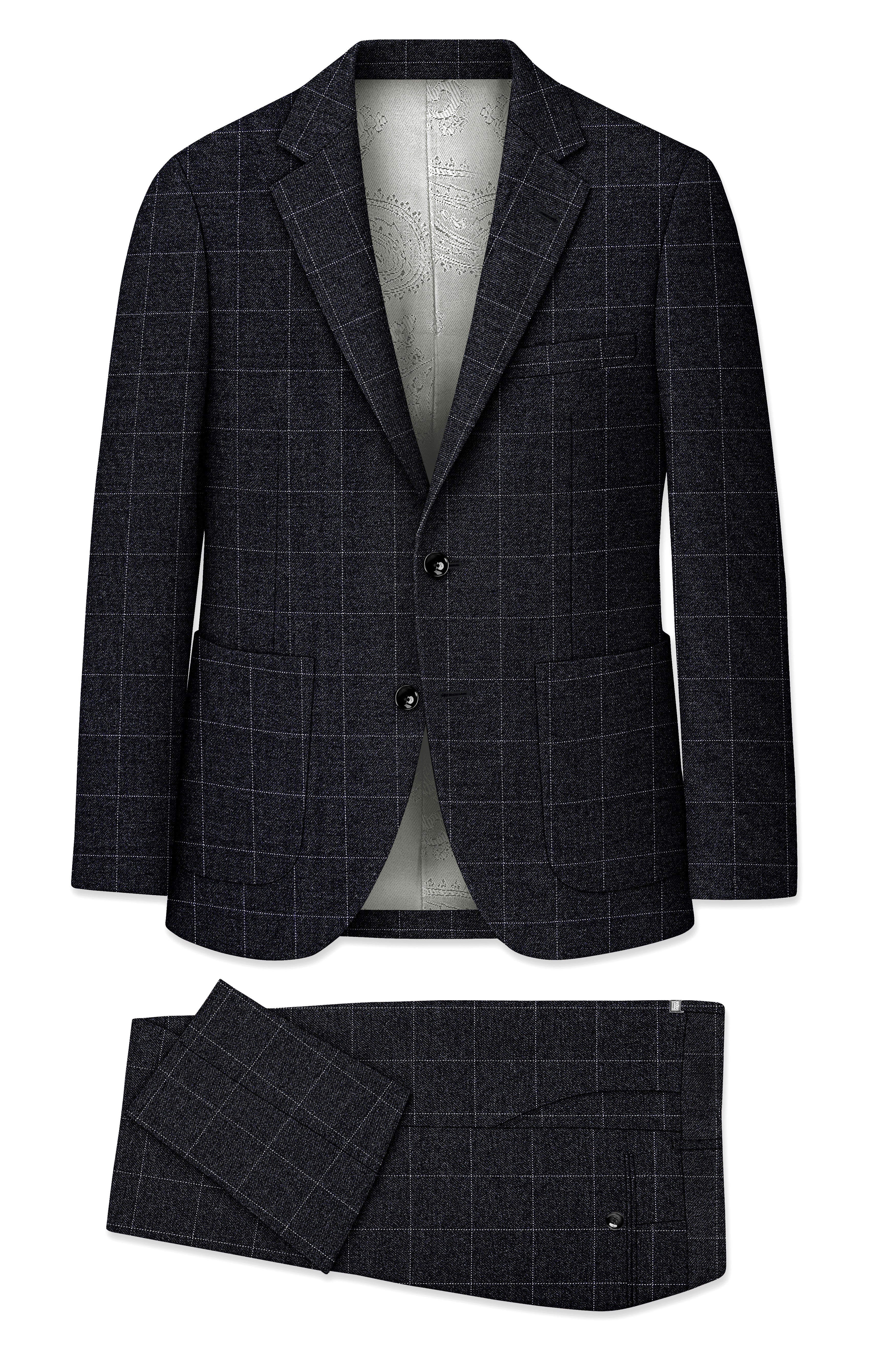 Fenrir-Shark Gray windowpane Tweed Single Breasted Sports Suits