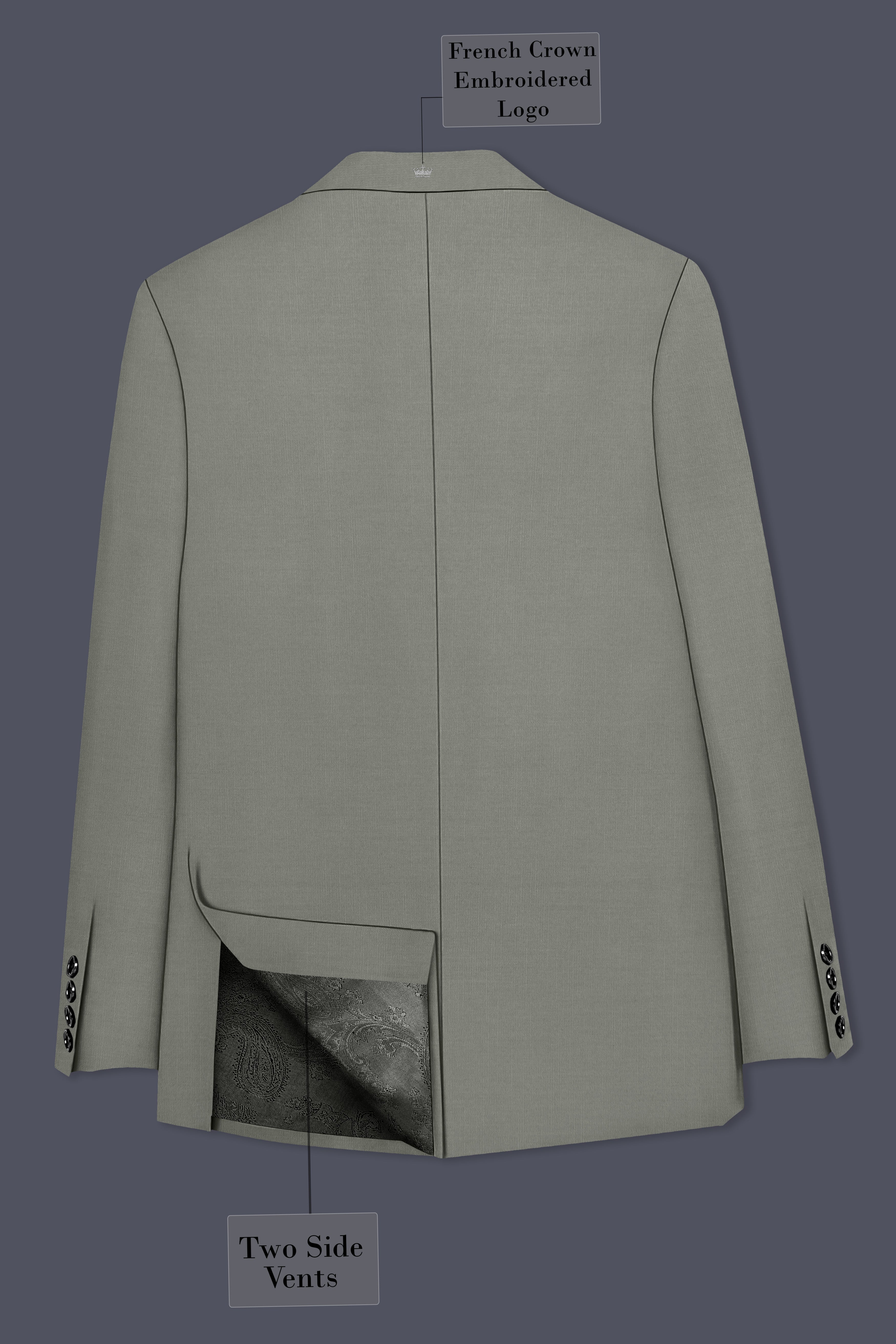 Verdure-Sage Green Wool Rich Single Breasted Slight Stretch Suits