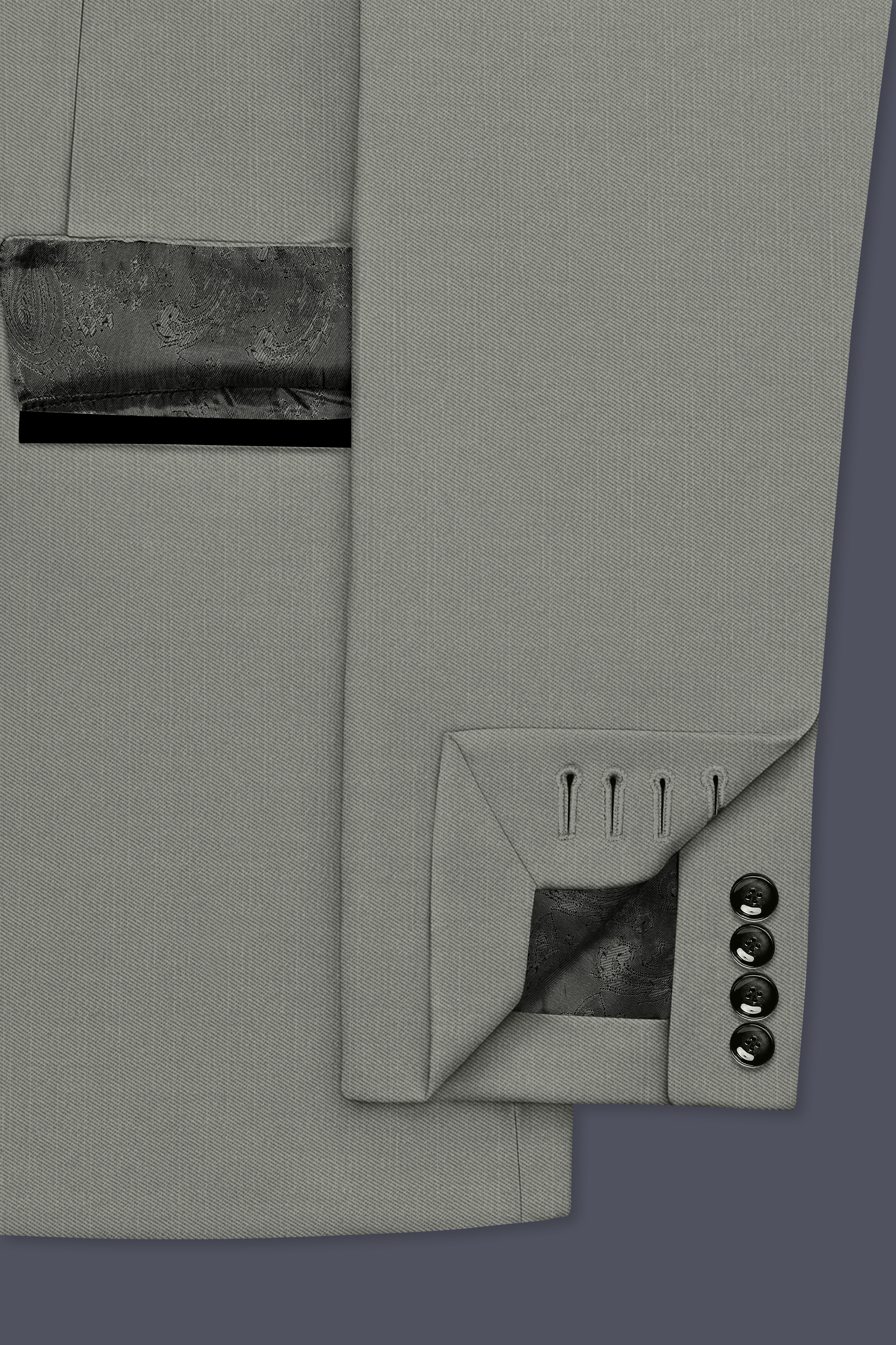 Verdure-Sage Green Wool Rich Peak Lapel Tuxedo Slight Stretch Suits