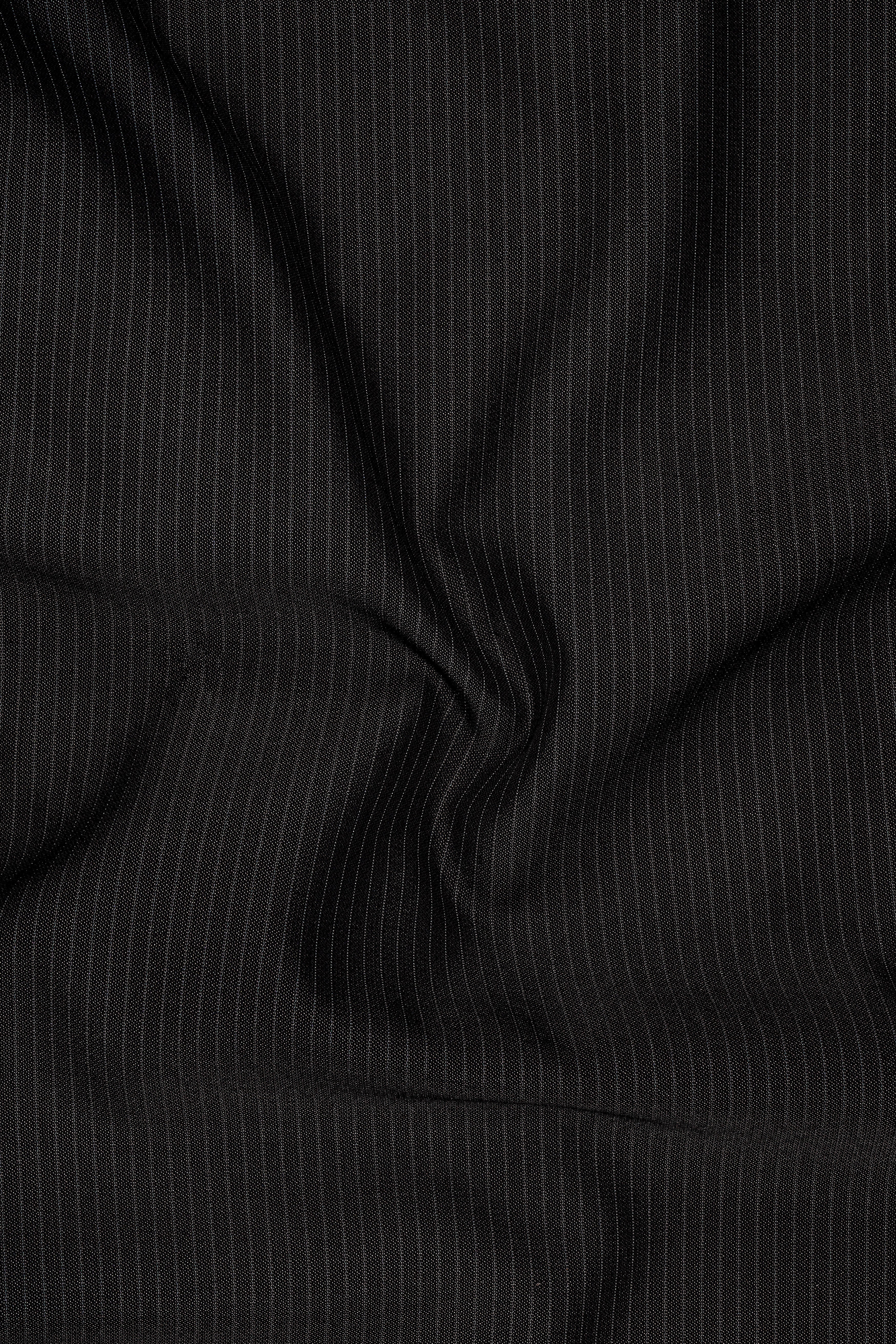 Imperio-Umber Brown Pencil Striped Wool Rich Slight Stretch Single Breasted Suit