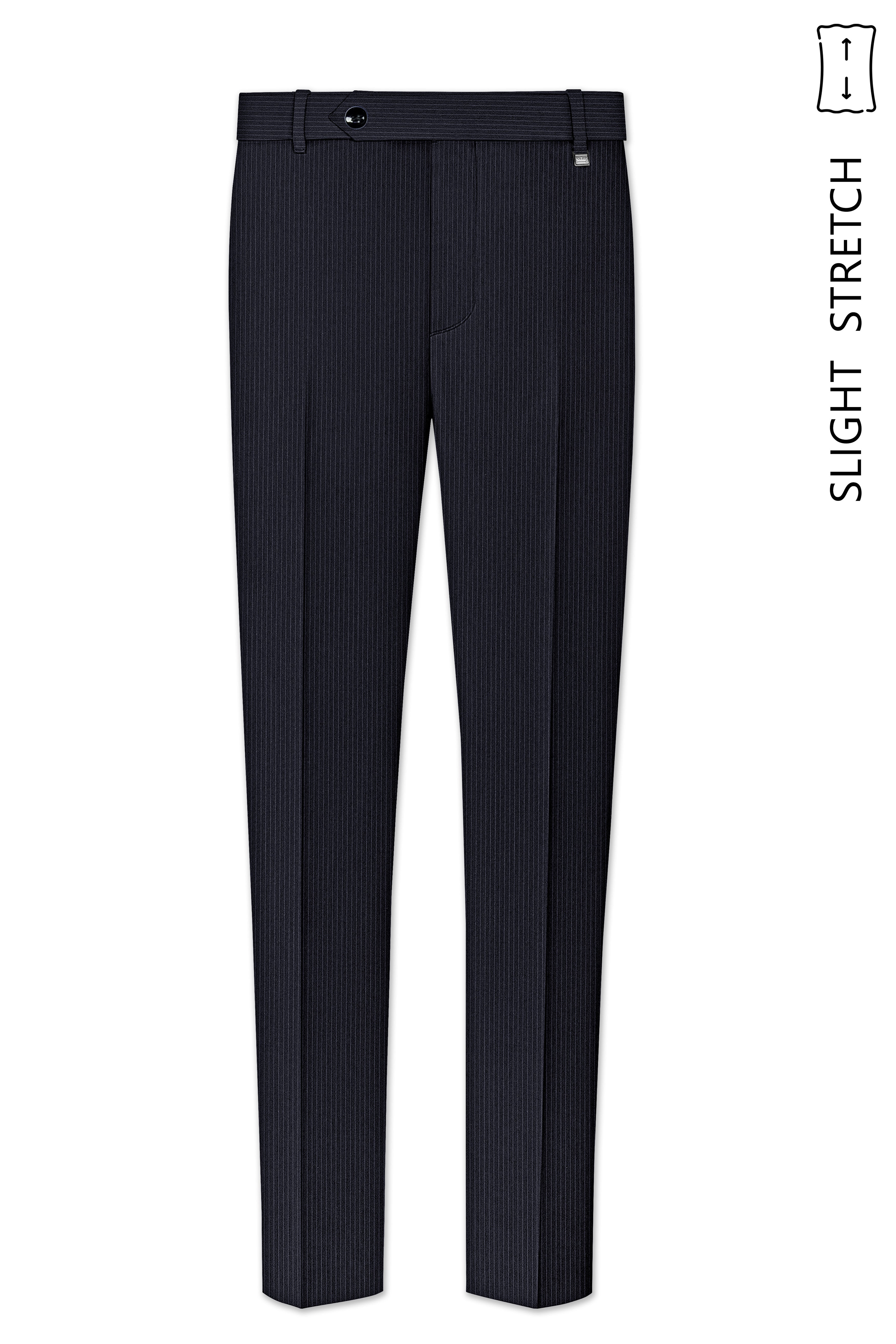 Cosmire-Space Blue Pencil Striped Wool Rich Slight Stretch Double Breasted Suit