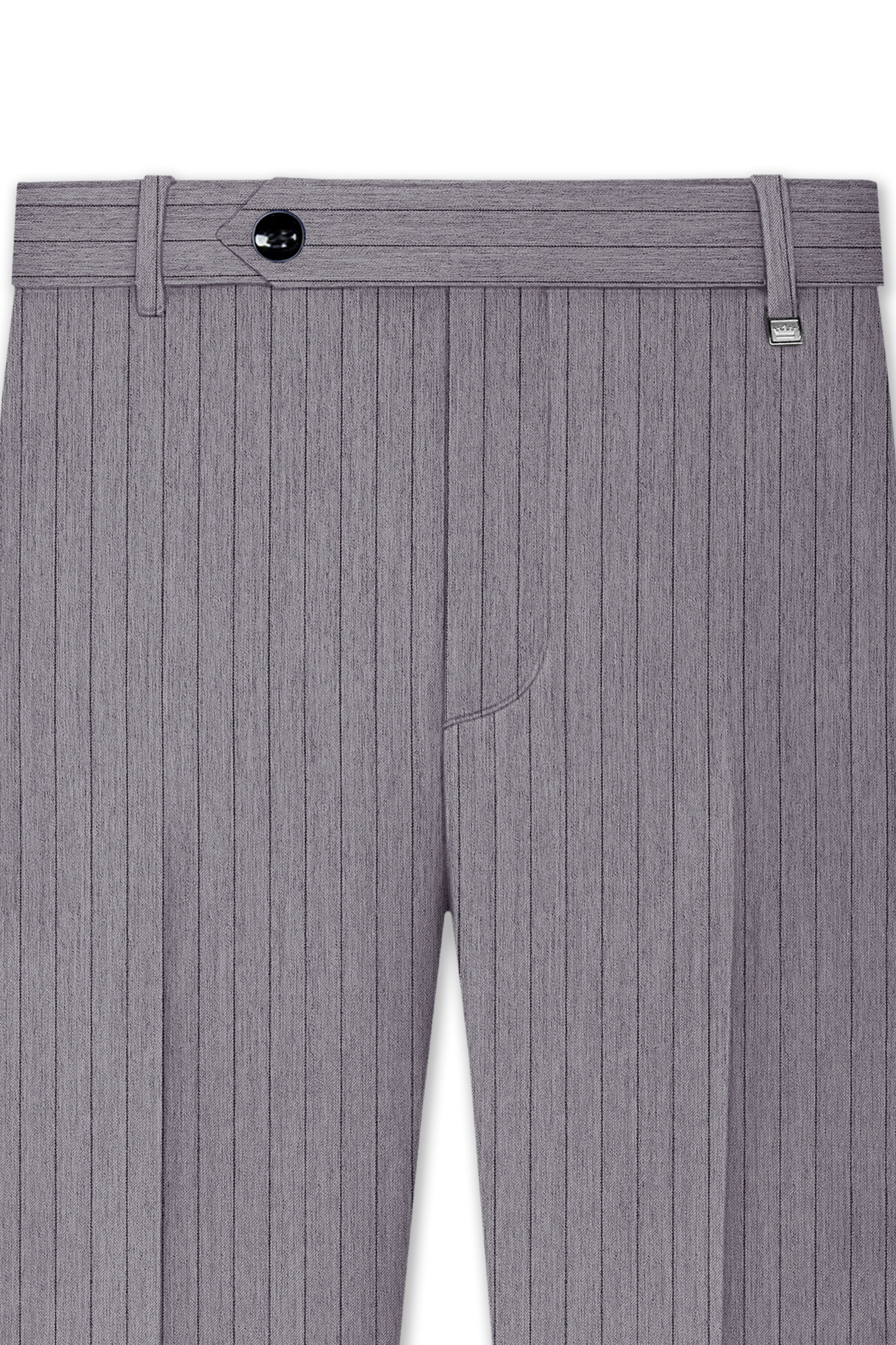 Velmoro-Mauve Gray Pin Striped Wool Rich Slight Stretch Double Breasted Suit