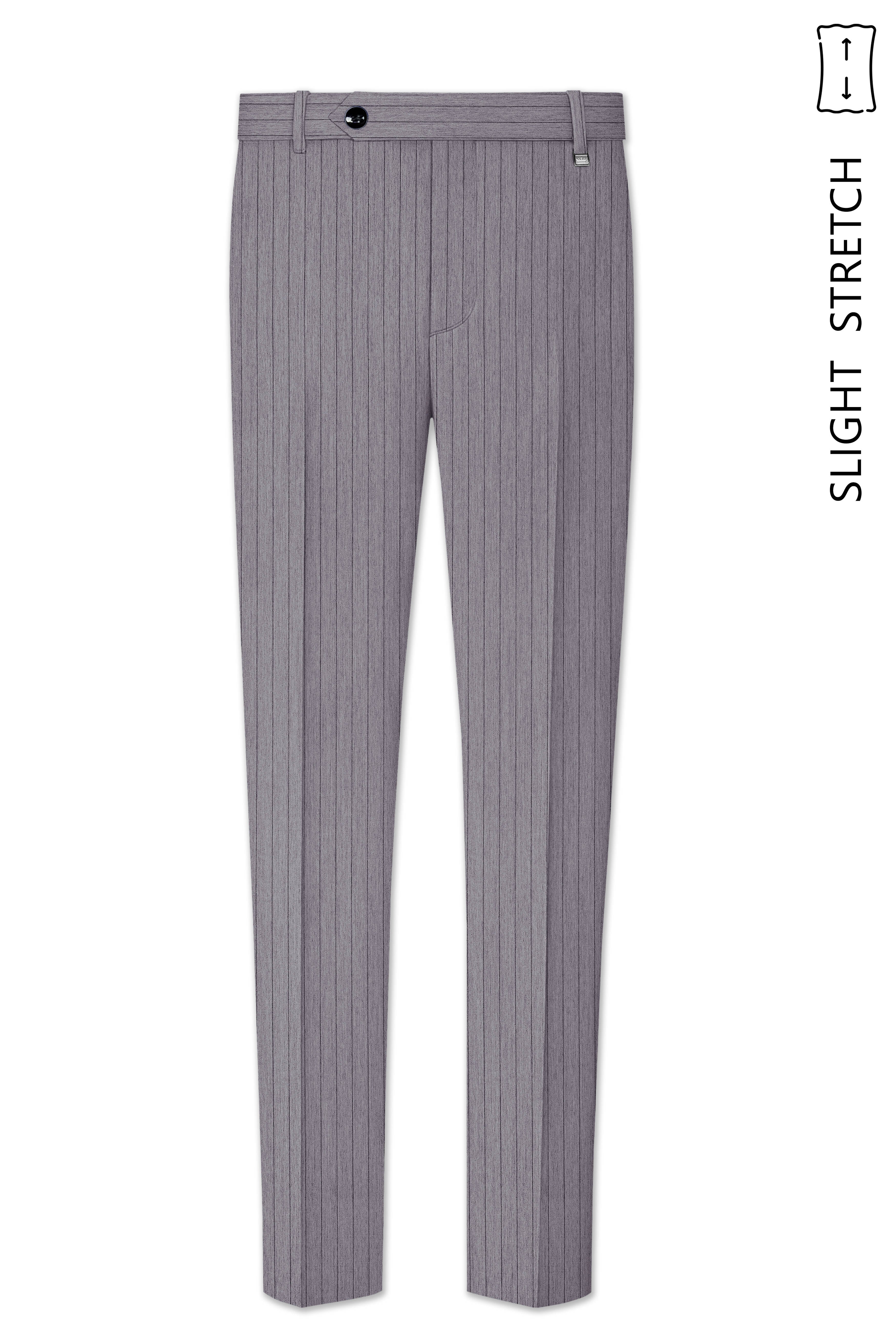 Velmoro-Mauve Gray Pin Striped Wool Rich Slight Stretch Double Breasted Suit