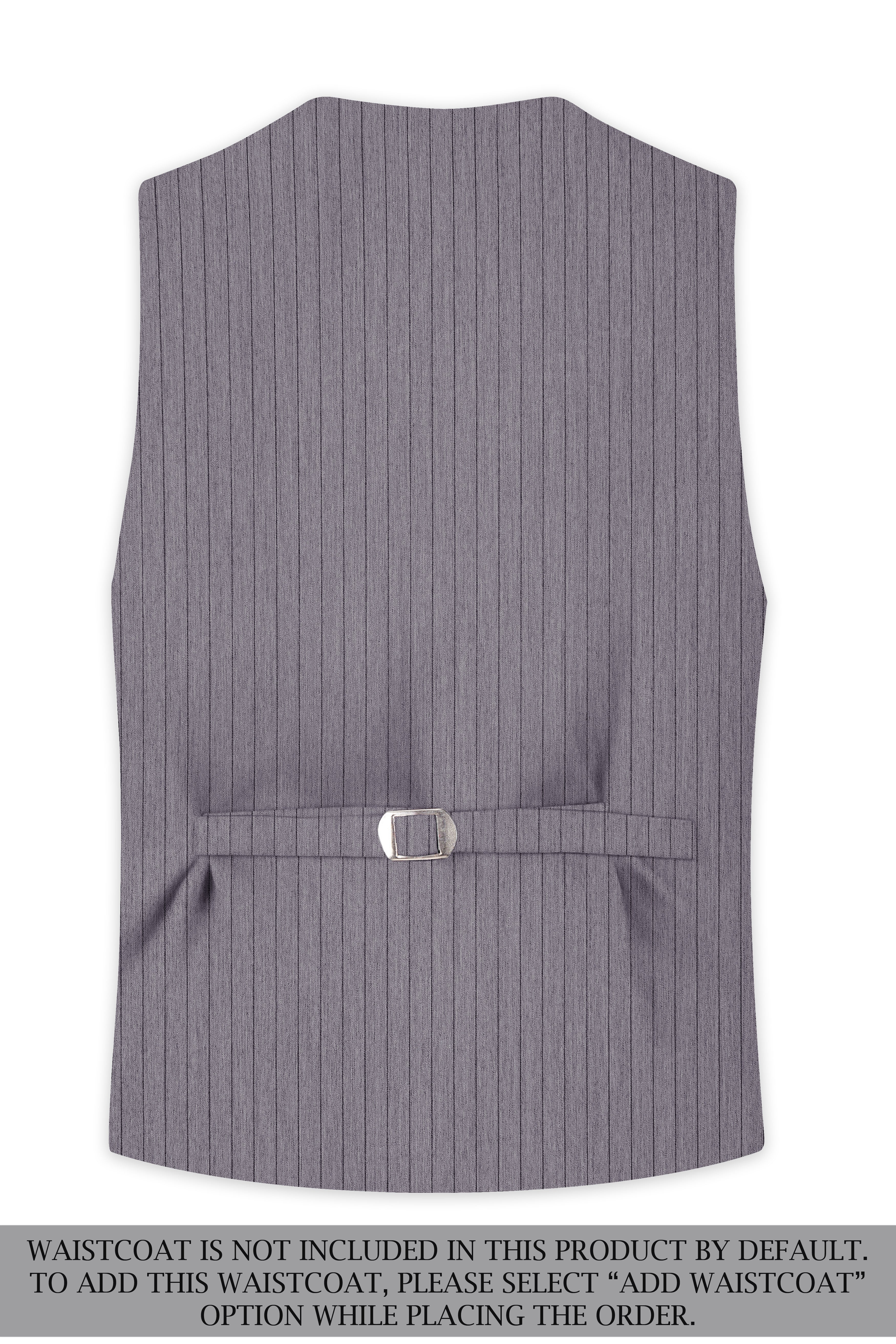 Velmoro-Mauve Gray Pin Striped Wool Rich Slight Stretch Double Breasted Suit