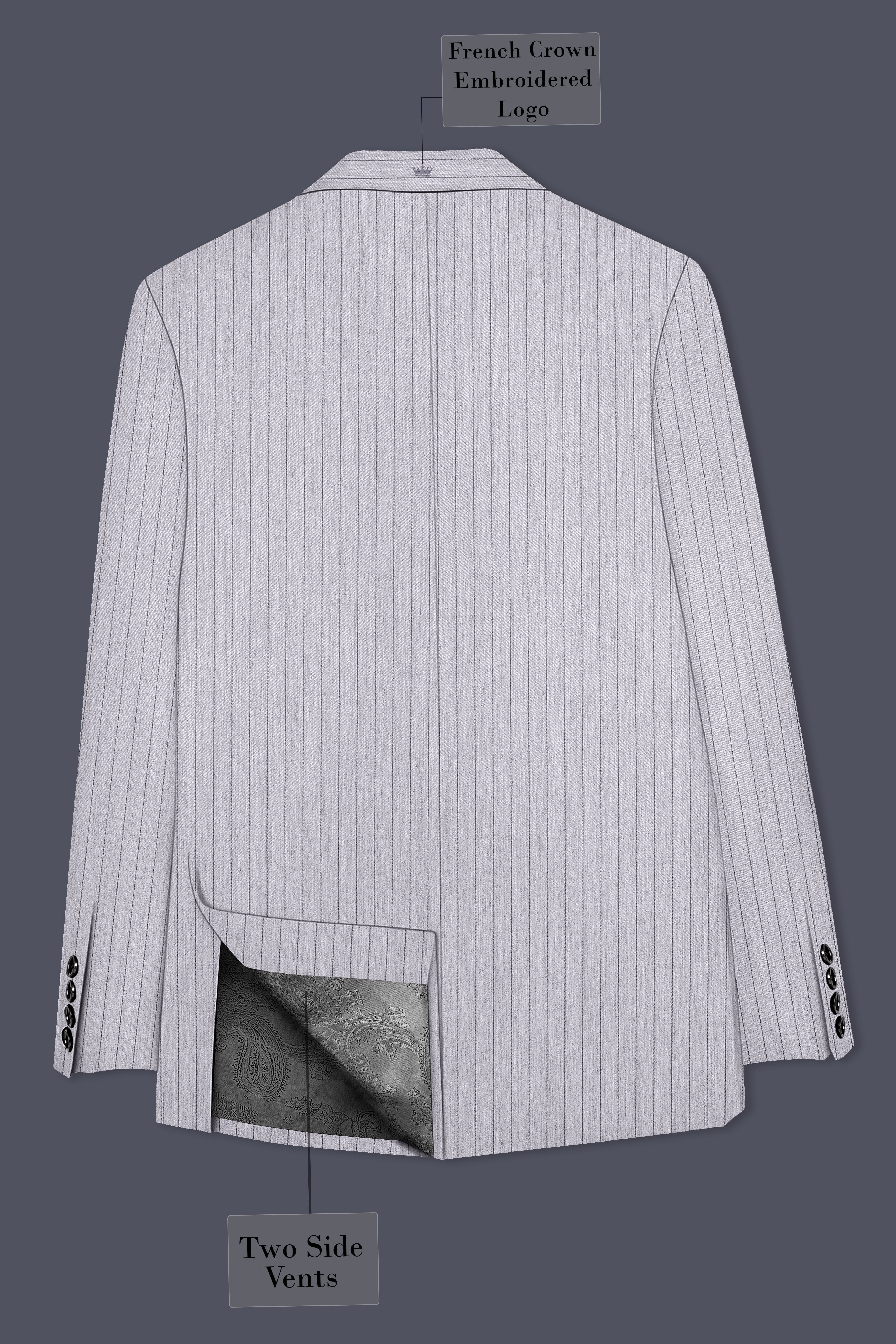 Grisvoro-Sterling Gray Pin Striped Wool Rich Slight Stretch Single Breasted Suit