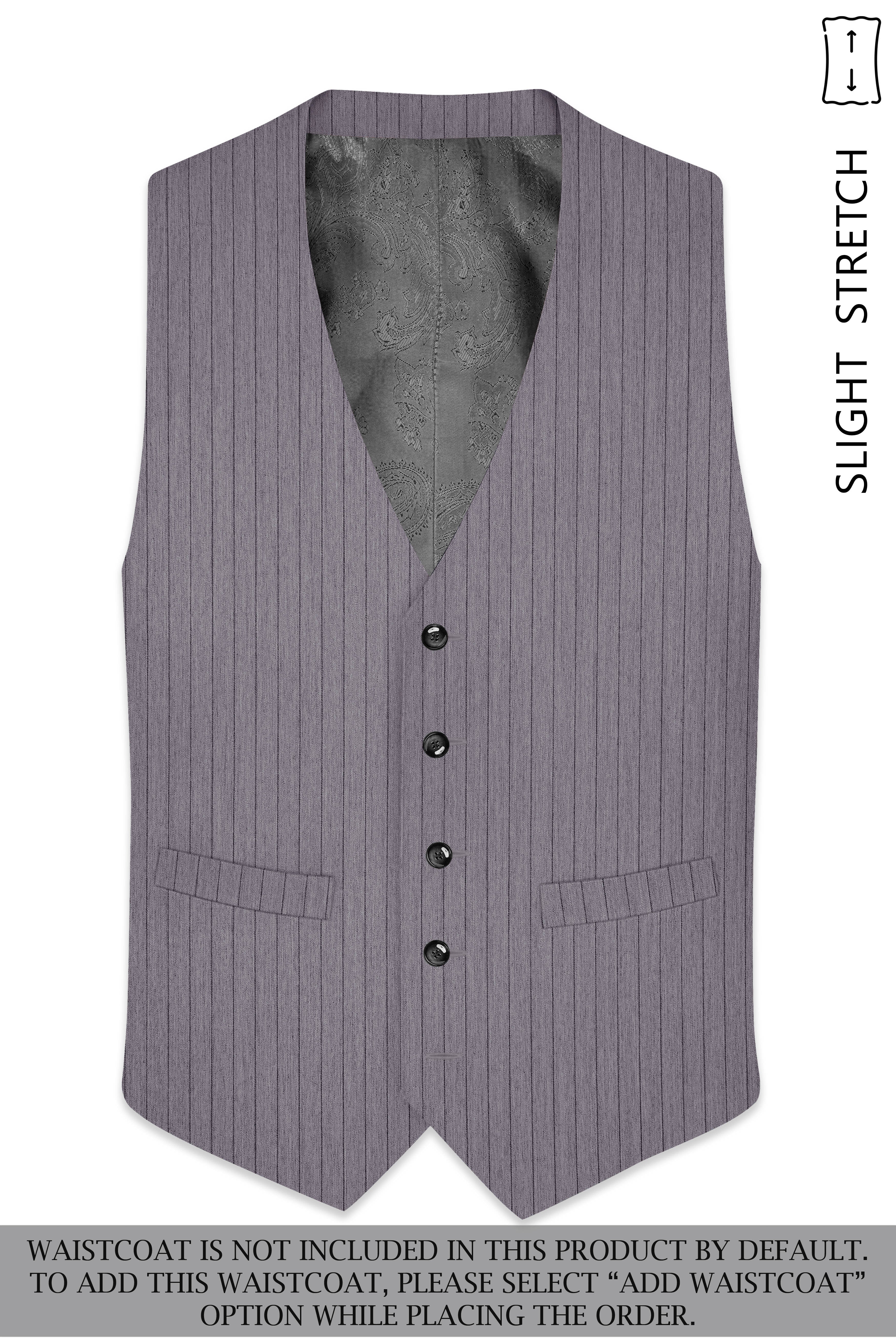 Velmoro-Mauve Gray Pin Striped Wool Rich Slight Stretch Single Breasted Suit
