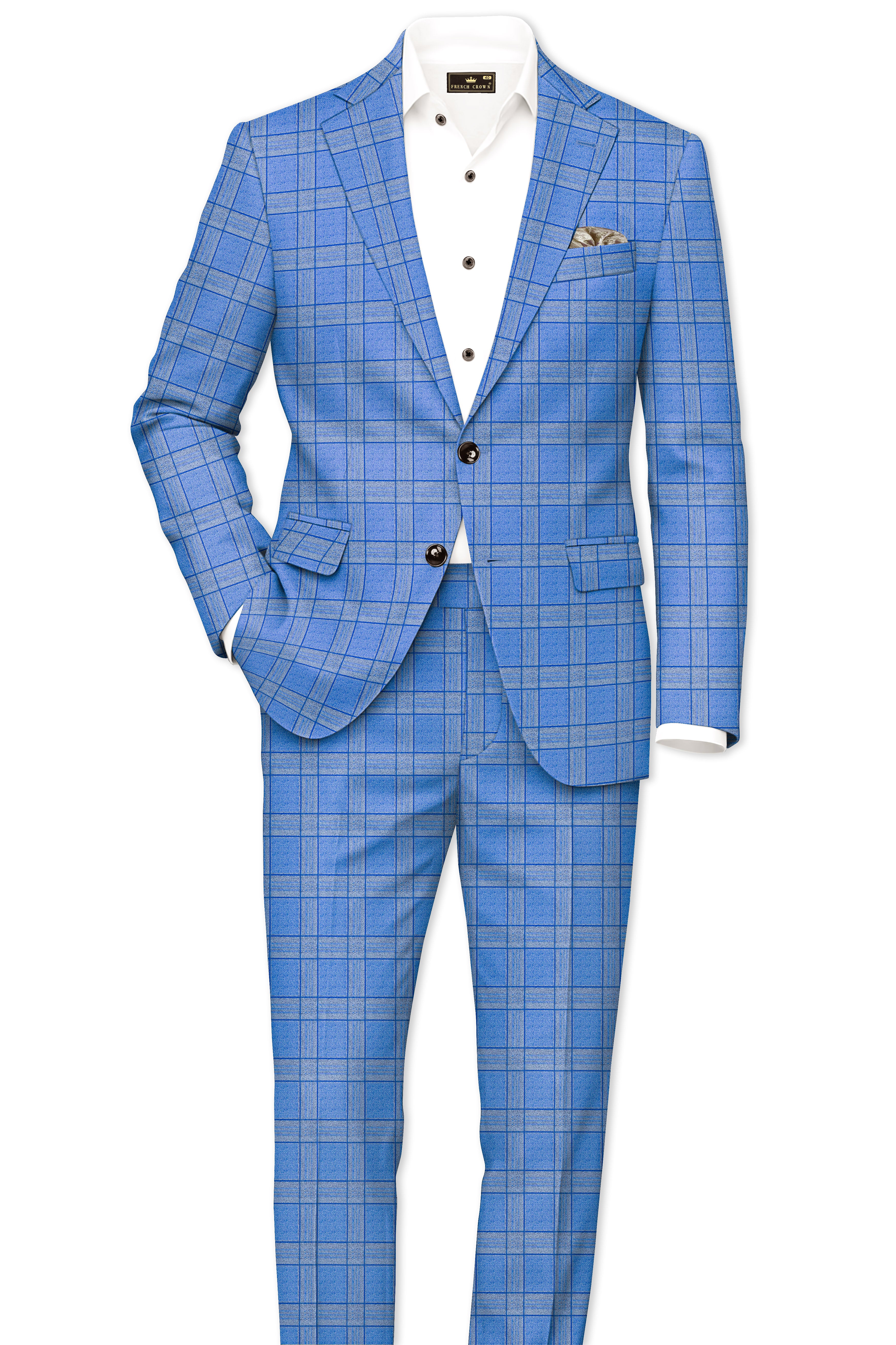 Mariner-Danube Blue Wool Blend Single Breasted Suit