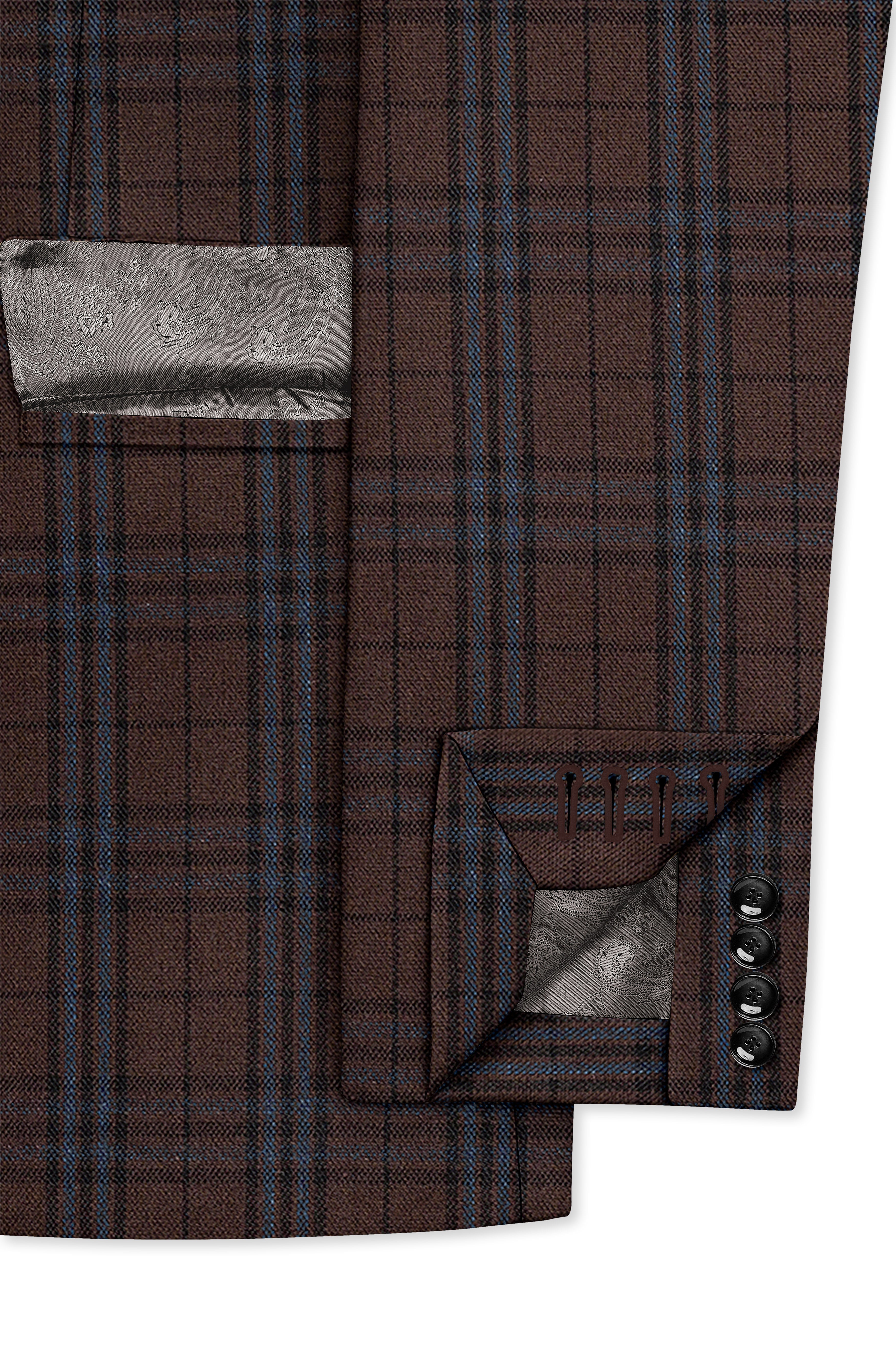 Cedar-Gingerbread Brown Plaid Wool Rich Single Breasted Suit