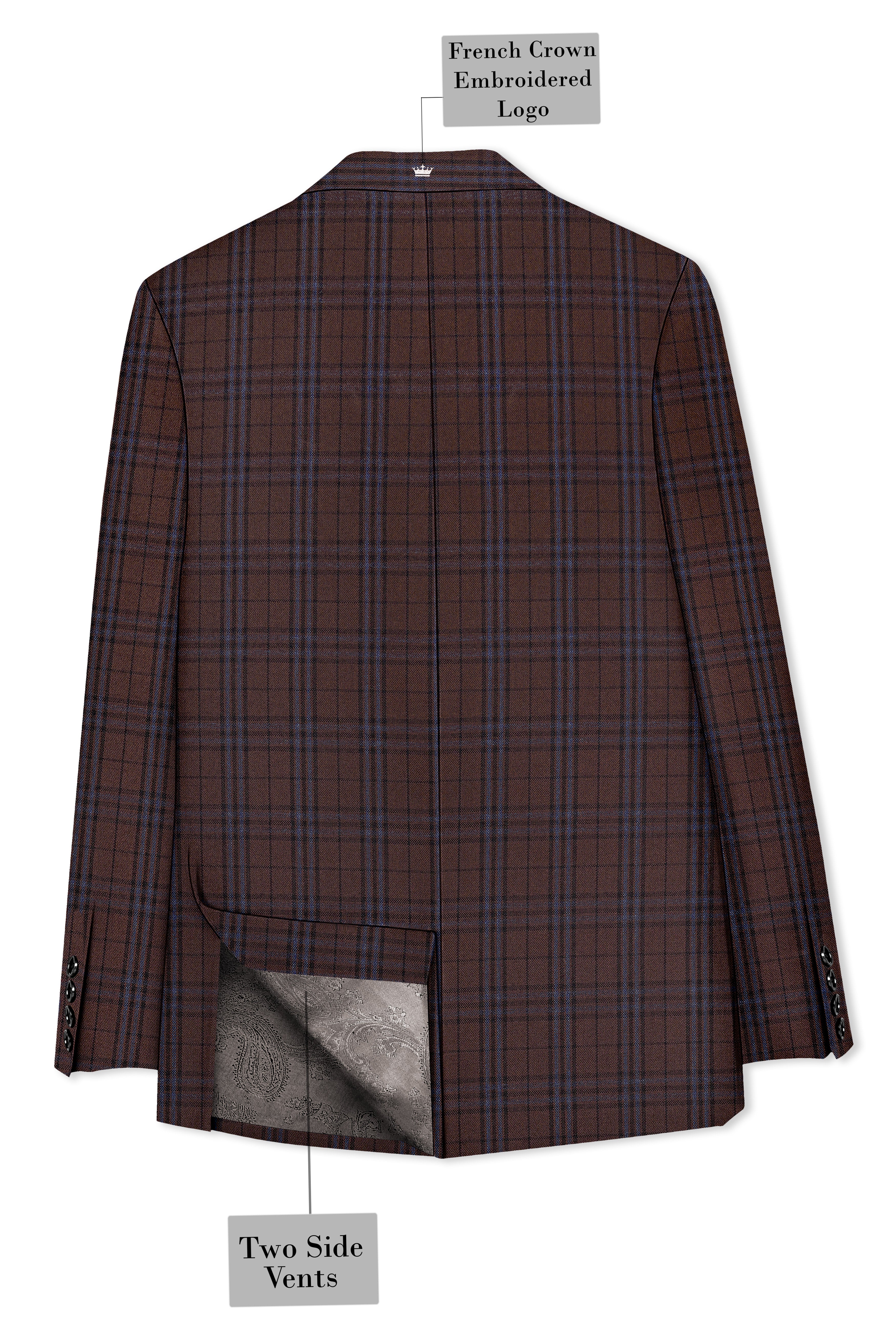 Cedar-Gingerbread Brown Plaid Wool Rich Single Breasted Suit