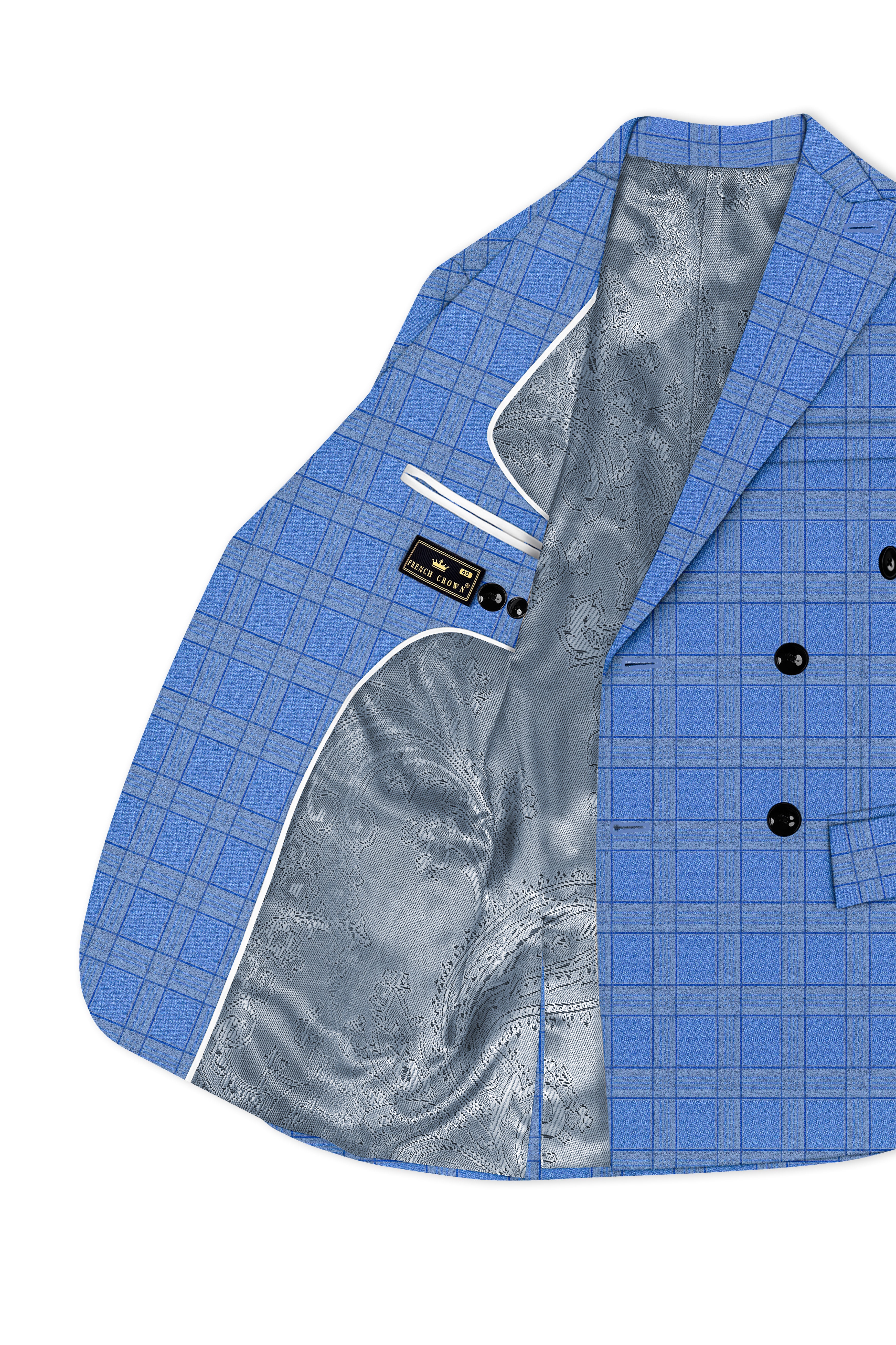 Mariner-Danube Blue Wool Blend Double Breasted Suit