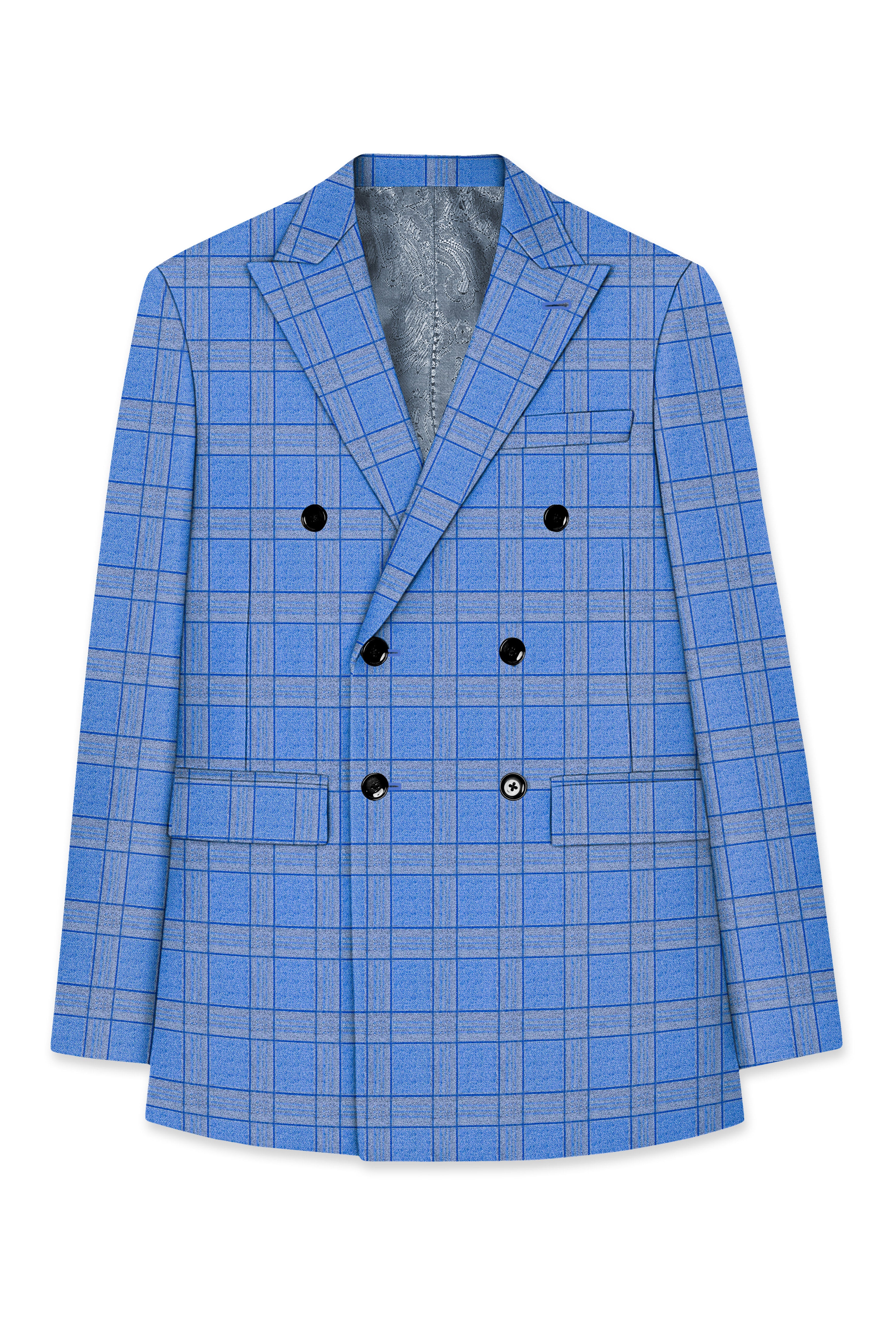 Mariner-Danube Blue Wool Blend Double Breasted Suit
