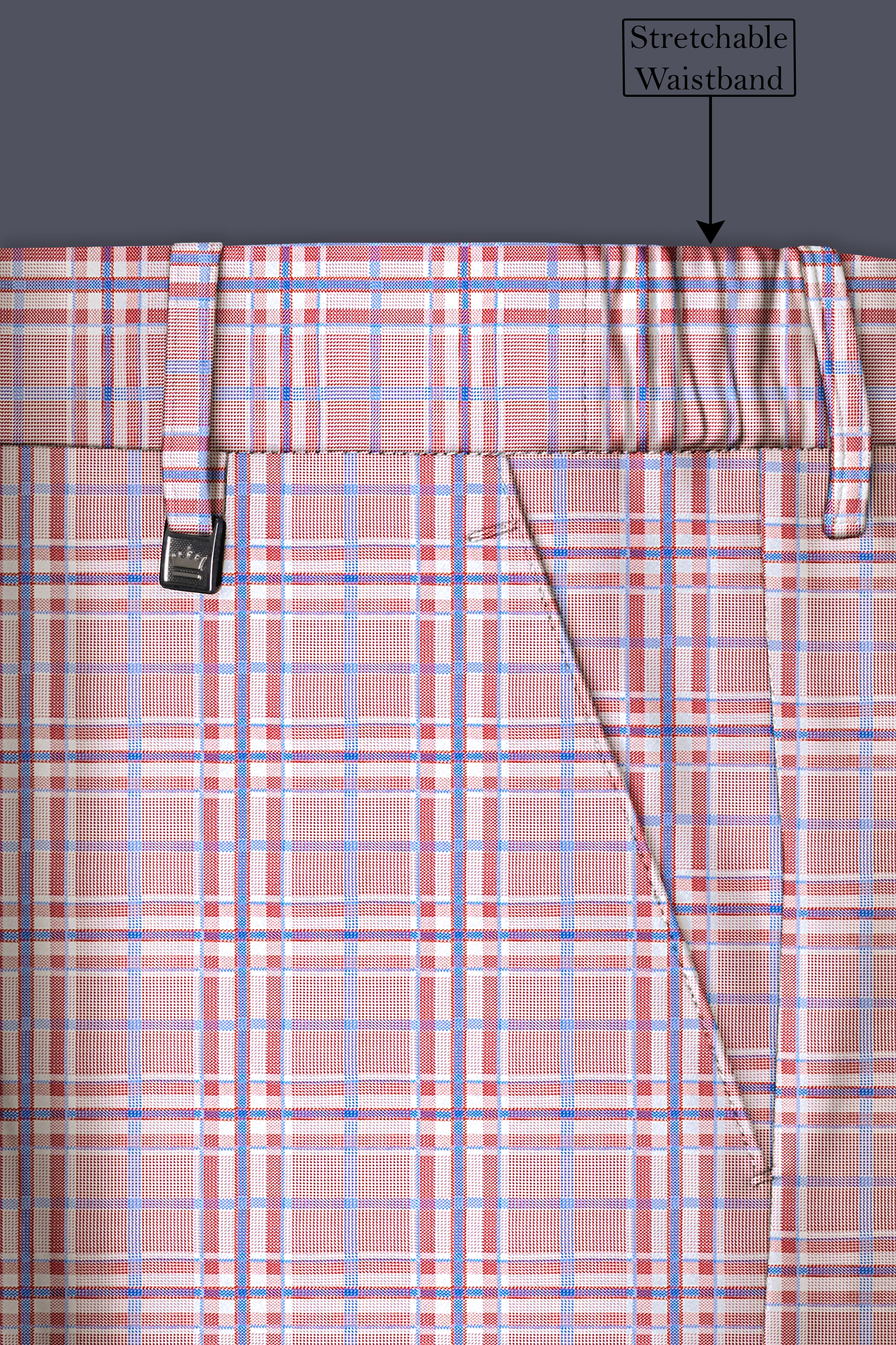 Velour-Turkish Rose Pink And Wild Blue Plaid Wool Rich Cross Placket Bandhgala Suits
