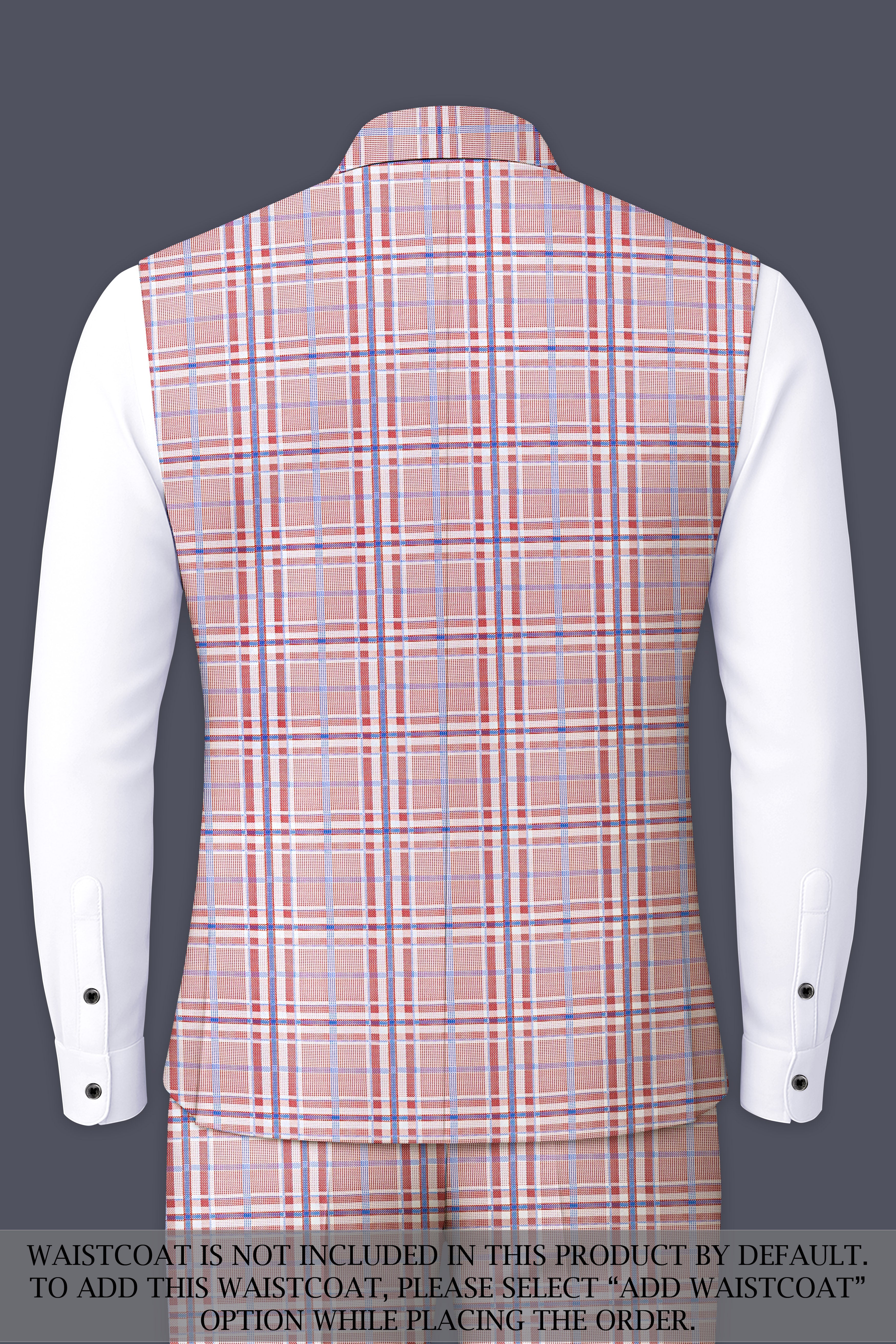 Velour-Turkish Rose Pink And Wild Blue Plaid Wool Rich Cross Placket Bandhgala Suits