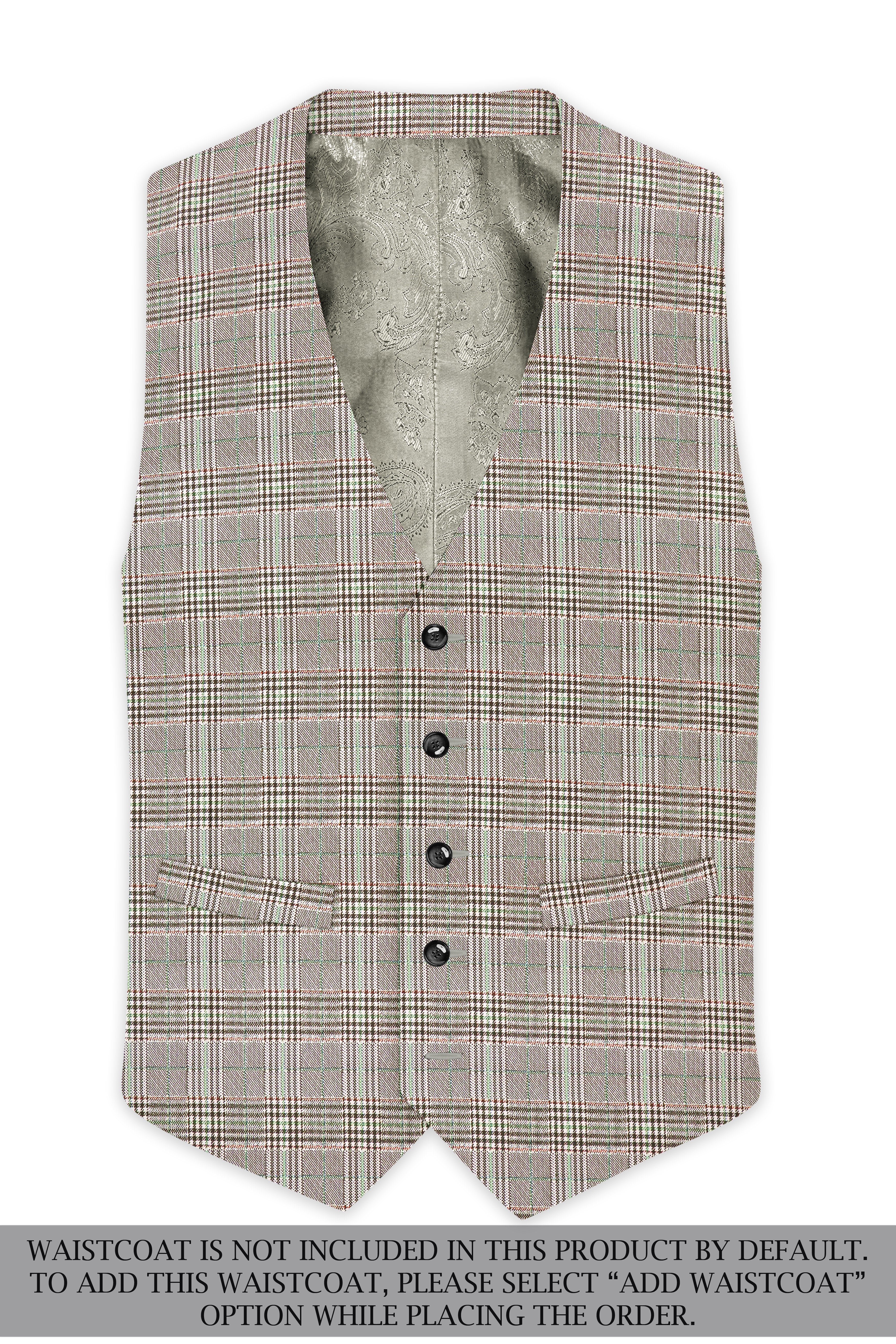 Truffle-Cafe Noir Brown Plaid Wool Rich Double Breasted Suit
