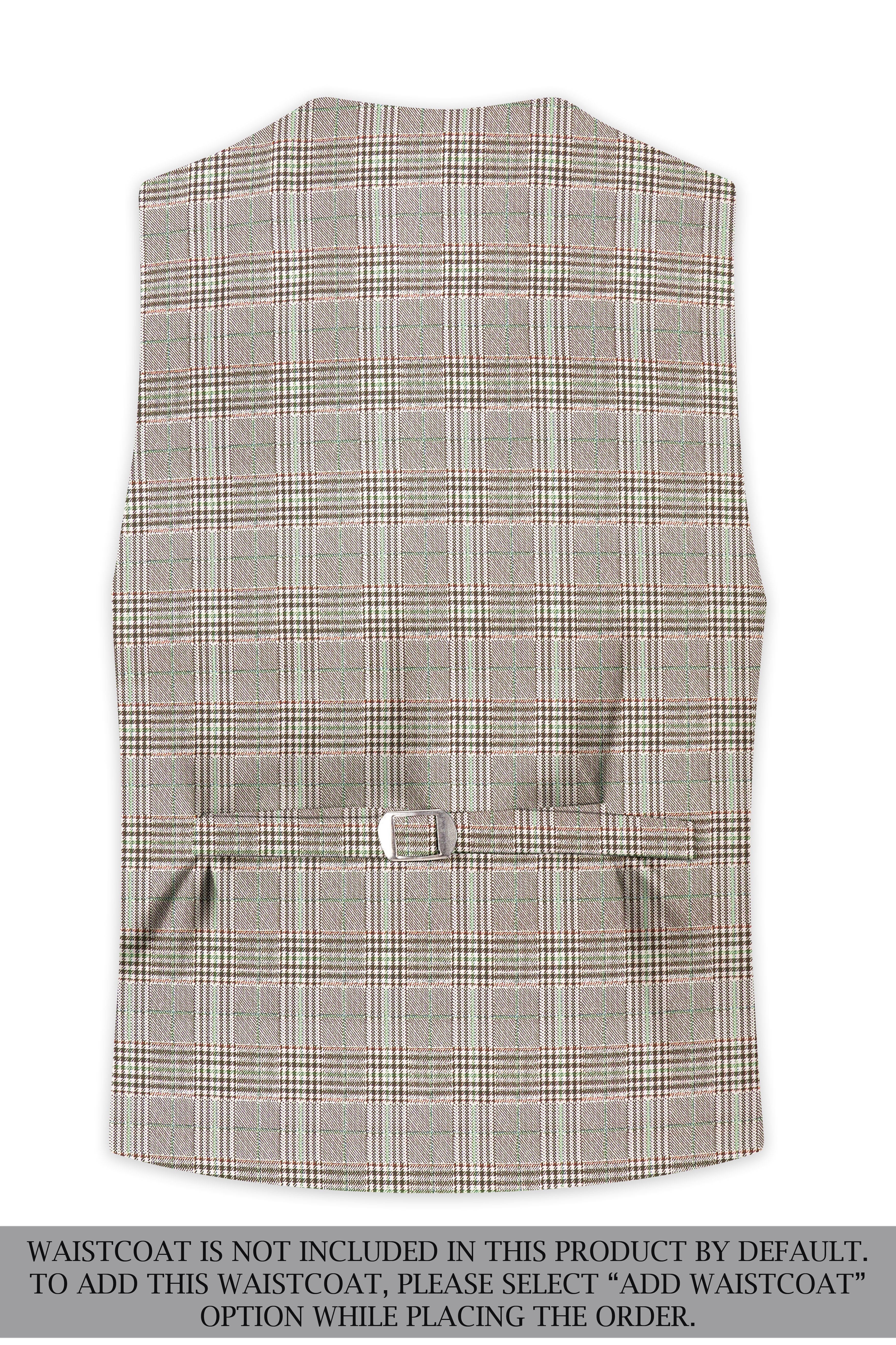 Truffle-Cafe Noir Brown Plaid Wool Rich Double Breasted Suit