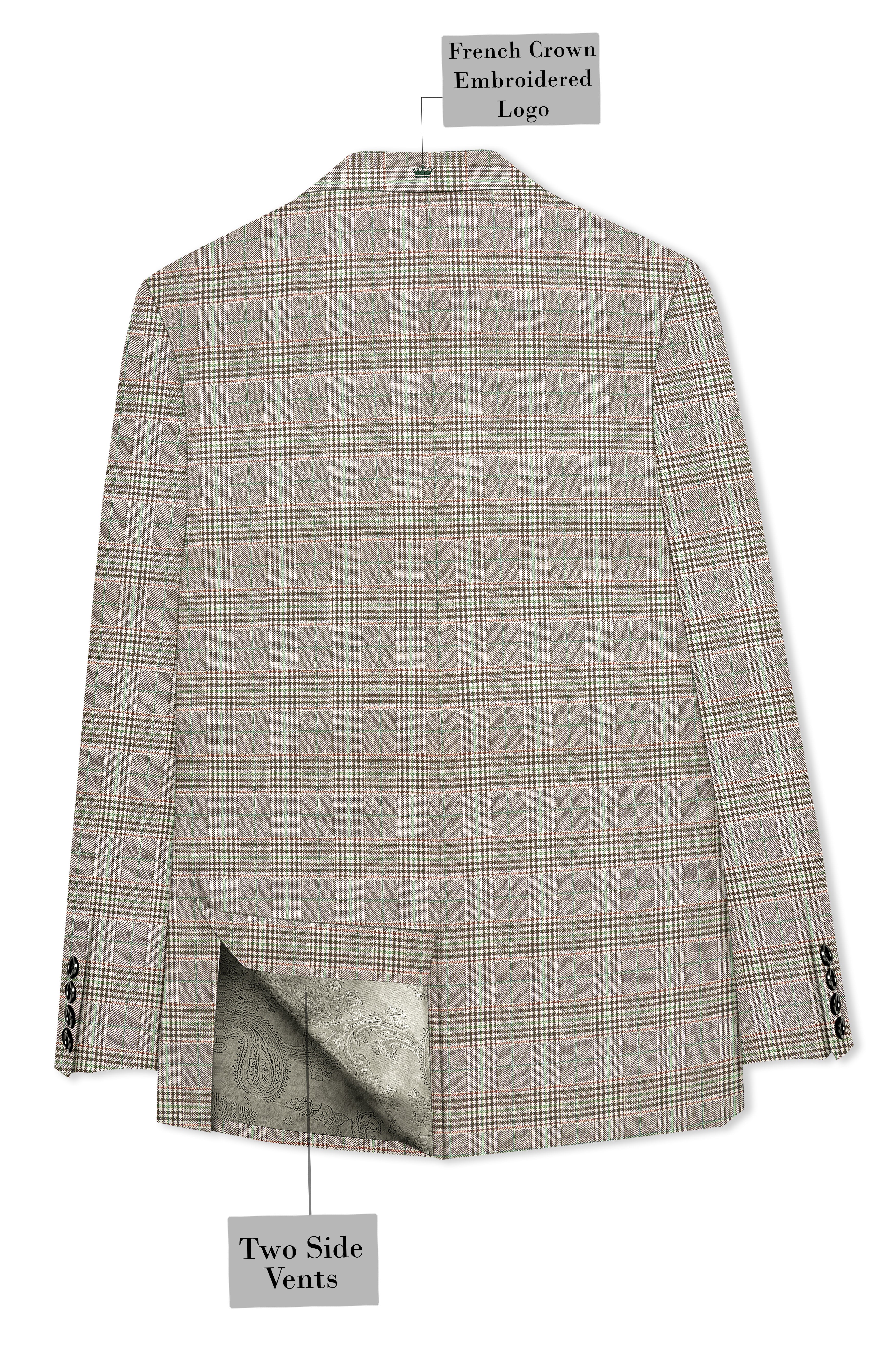 Truffle-Cafe Noir Brown Plaid Wool Rich Double Breasted Suit