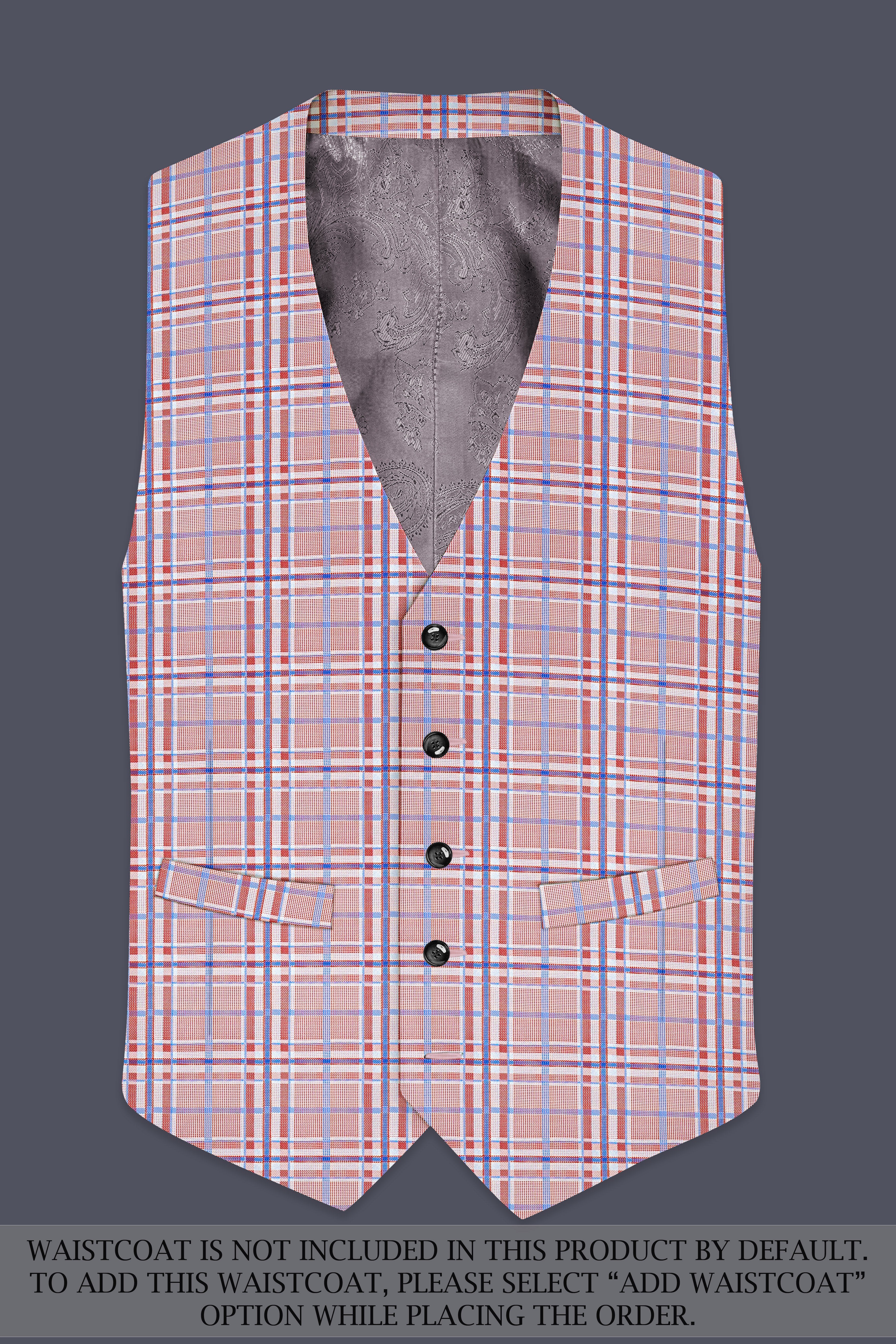Velour-Turkish Rose Pink And Wild Blue Plaid Wool Rich Tuxedo Suit