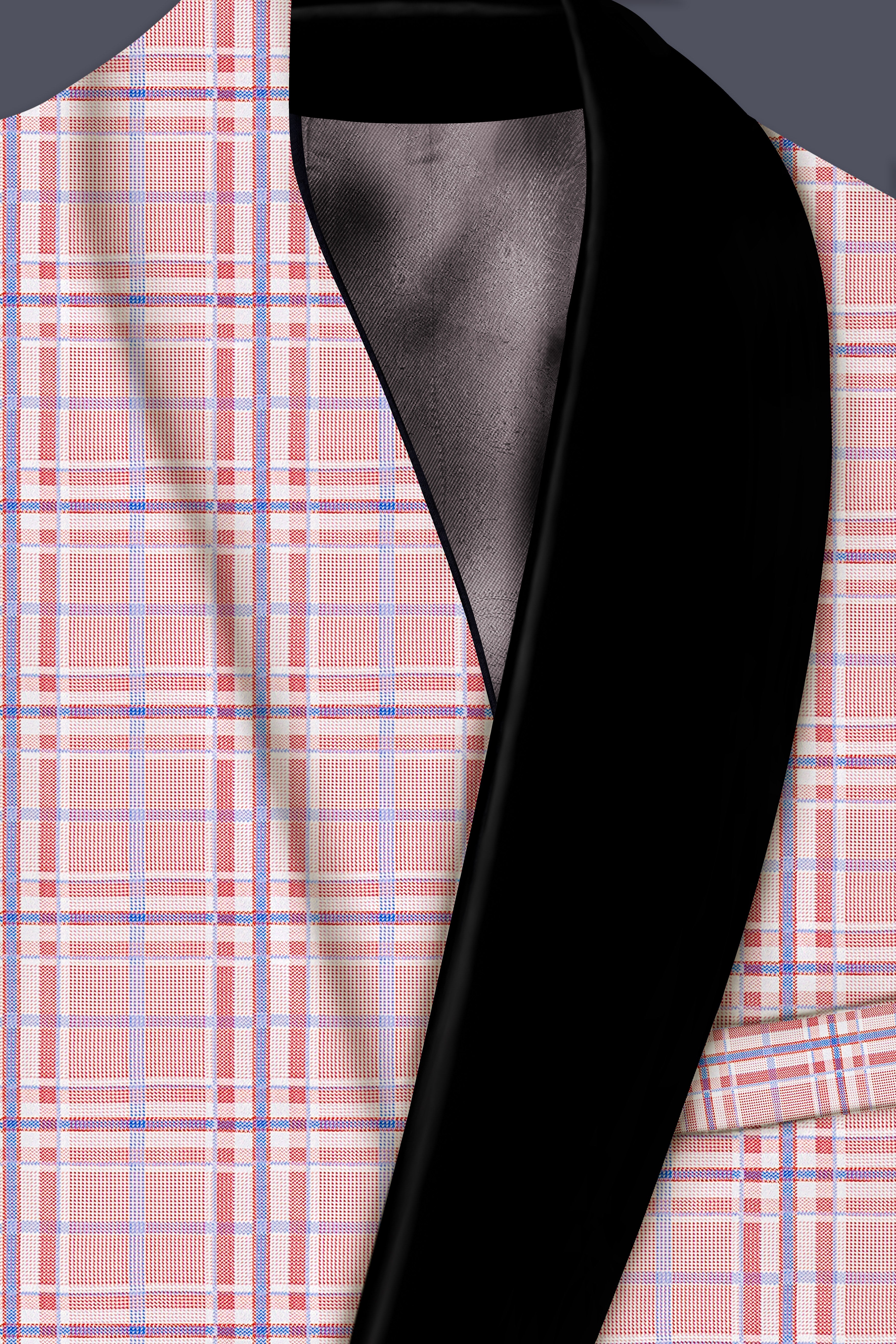 Velour-Turkish Rose Pink And Wild Blue Plaid Wool Rich Tuxedo Suit