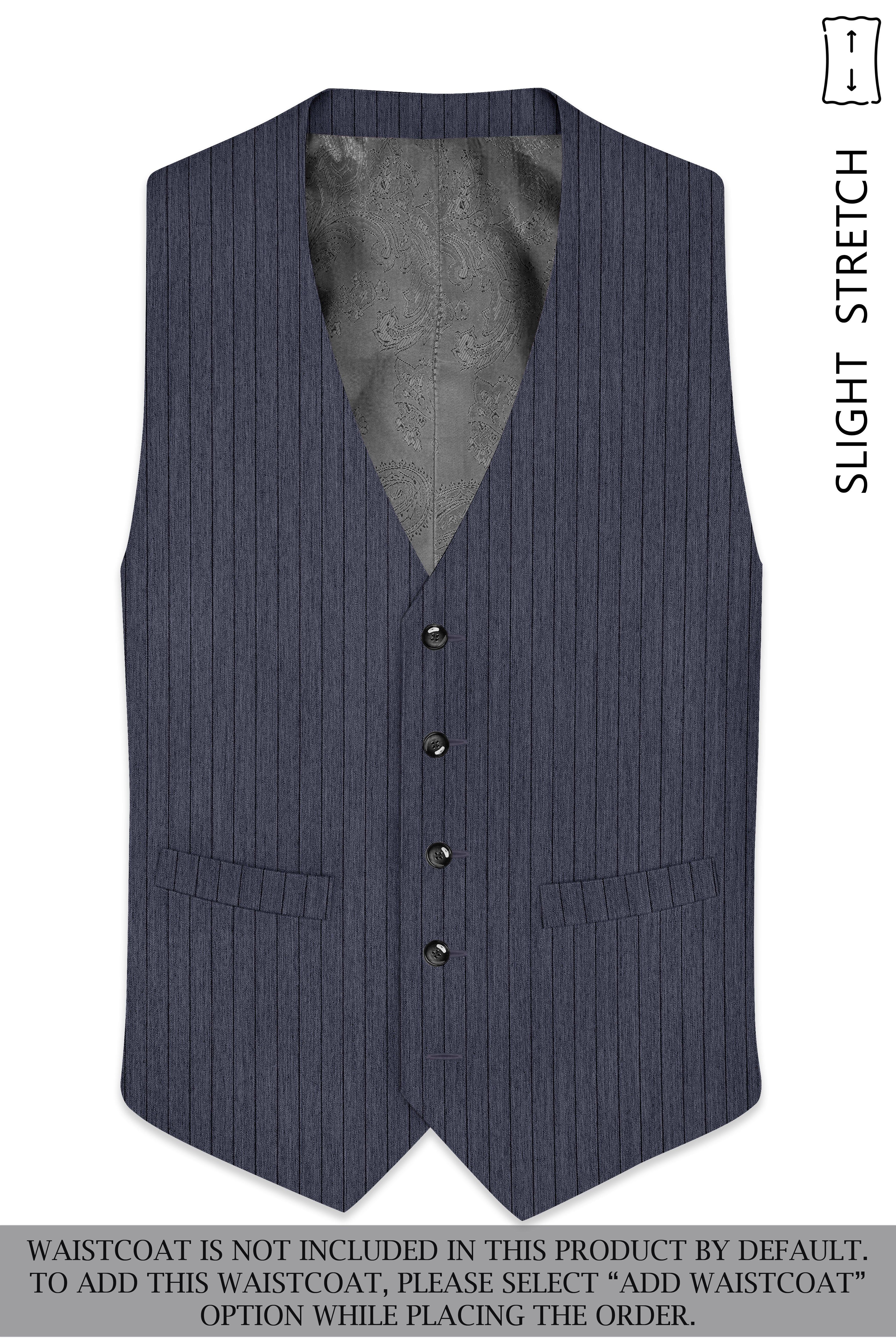 Azurion-Ninja Blue Pin Striped Wool Rich Slight Stretch Double Breasted Suit