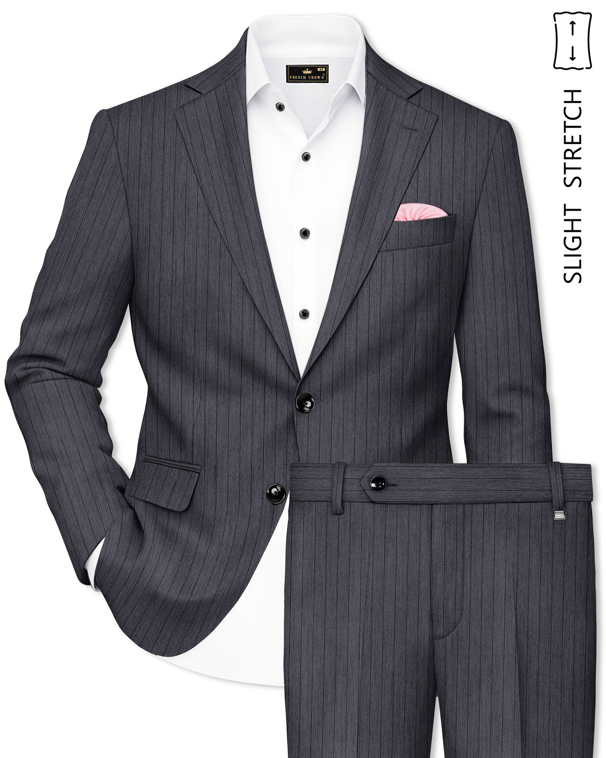 Noctaro-Vampire Gray Pin Striped Premium Wool Rich Single Breasted Suit ...