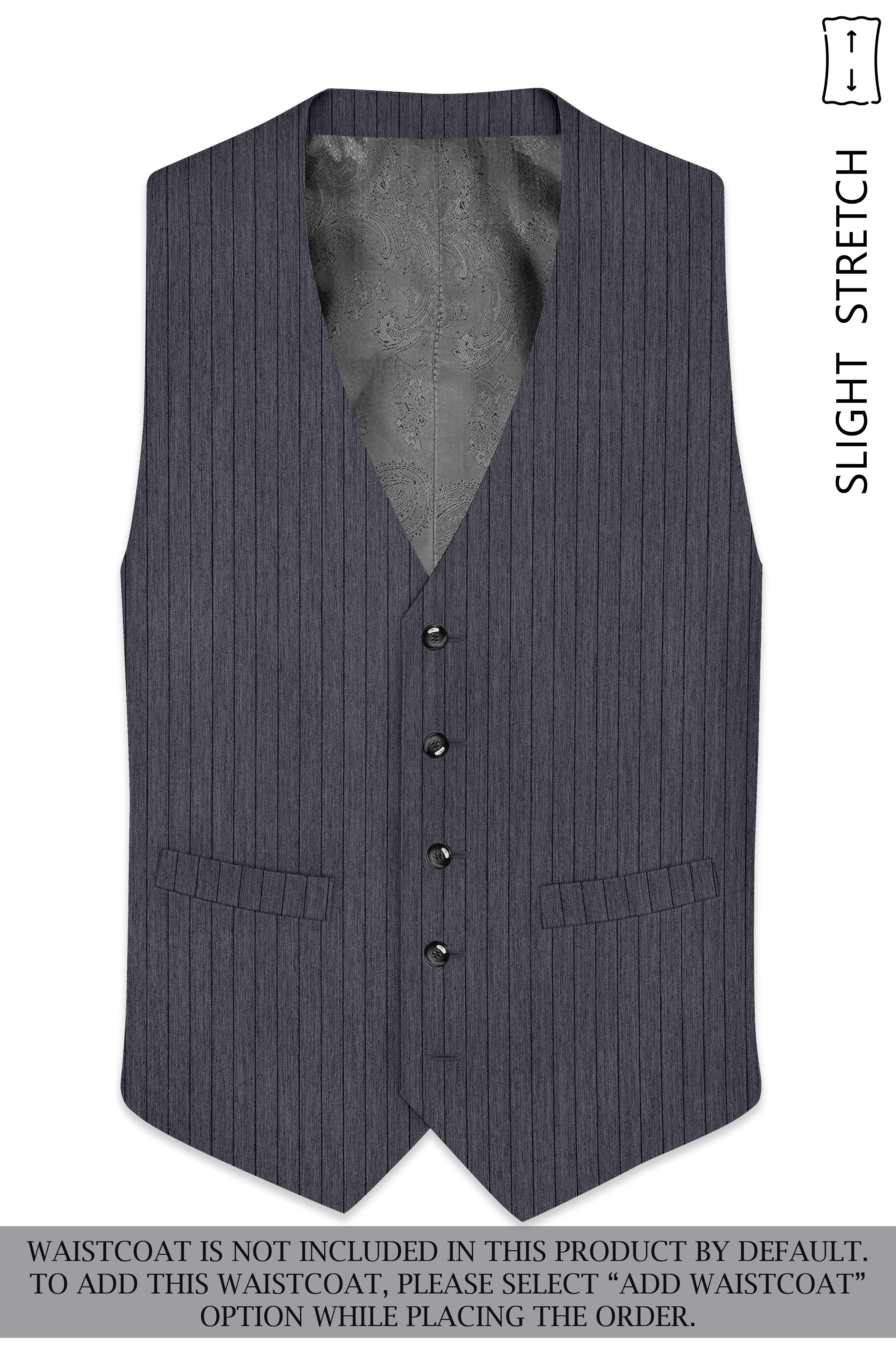 Noctaro-Vampire Gray Pin Striped Wool Rich Slight Stretch Single Breasted Suit