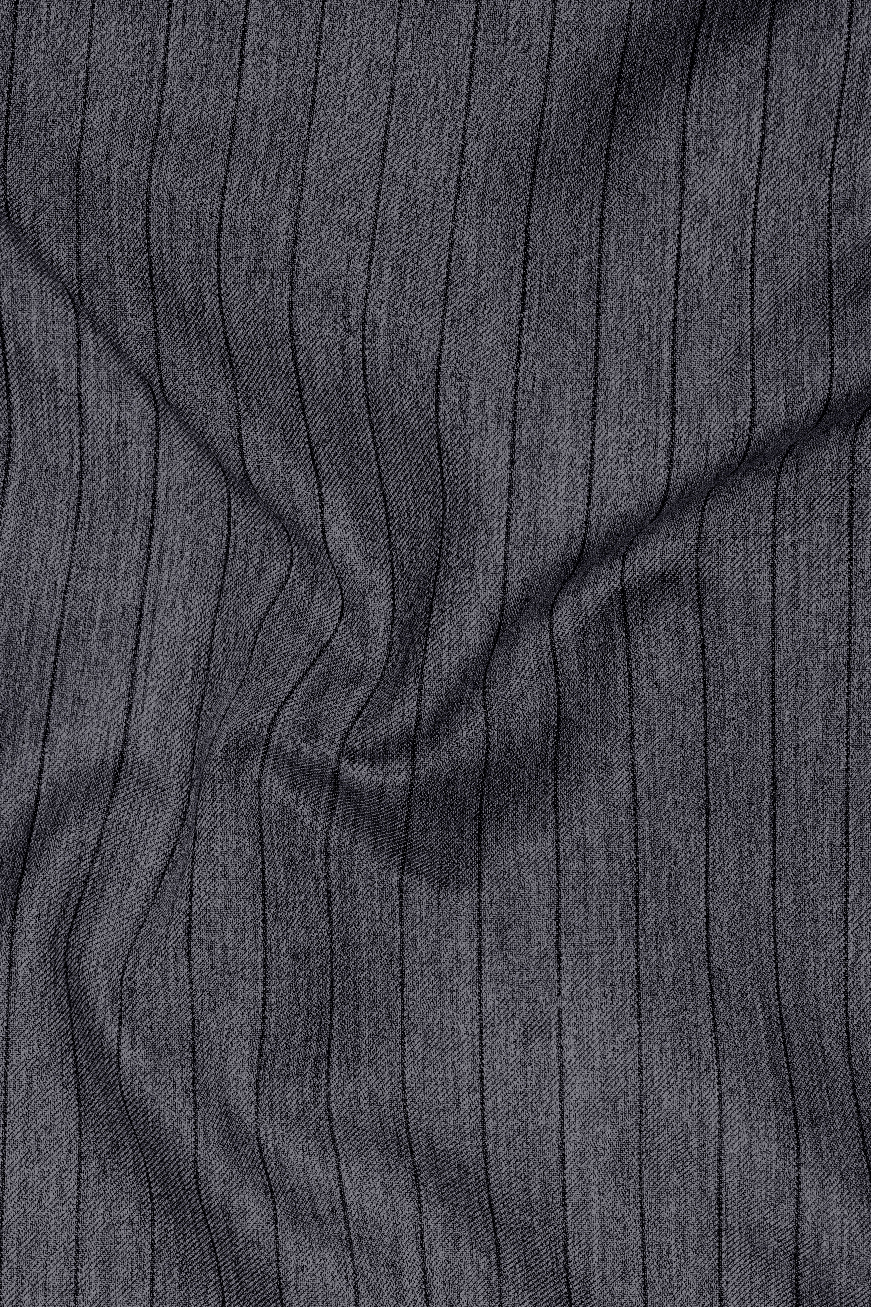 Noctaro-Vampire Gray Pin Striped Wool Rich Slight Stretch Bandhgala Suit