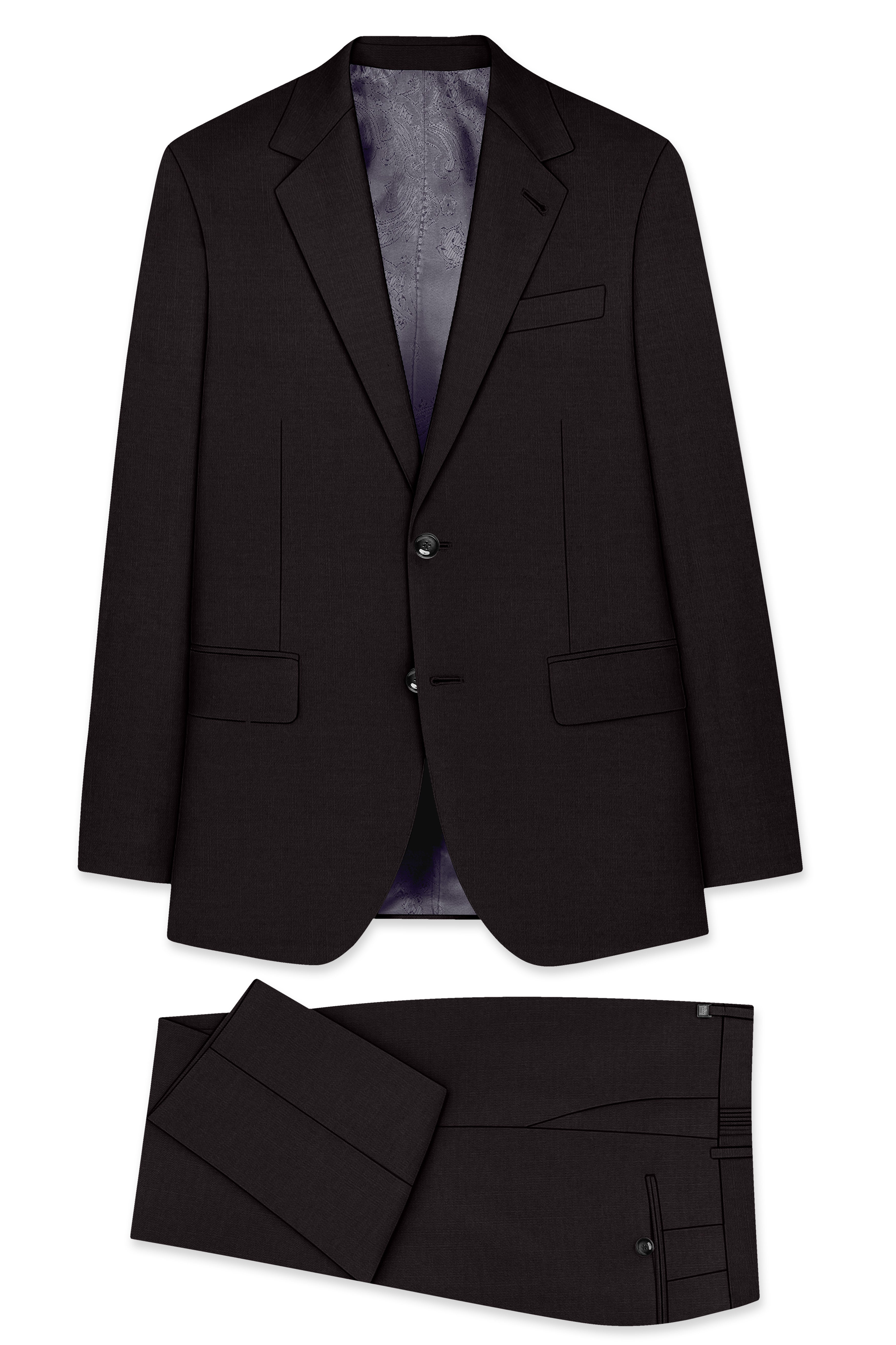 Umbero-Eclipse Brown Wool Rich Slight Stretch Single Breasted Suit