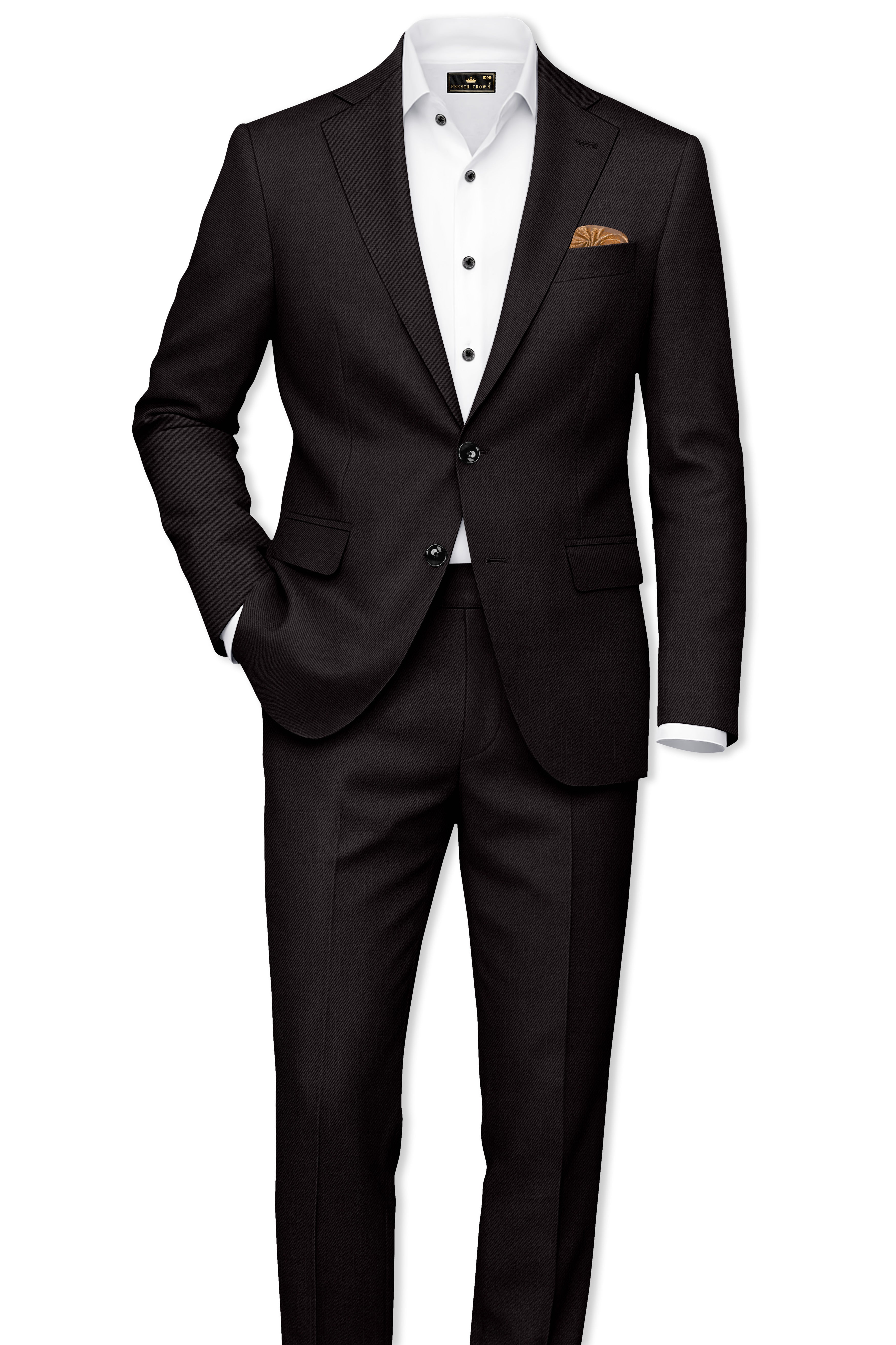 Umbero-Eclipse Brown Wool Rich Slight Stretch Single Breasted Suit