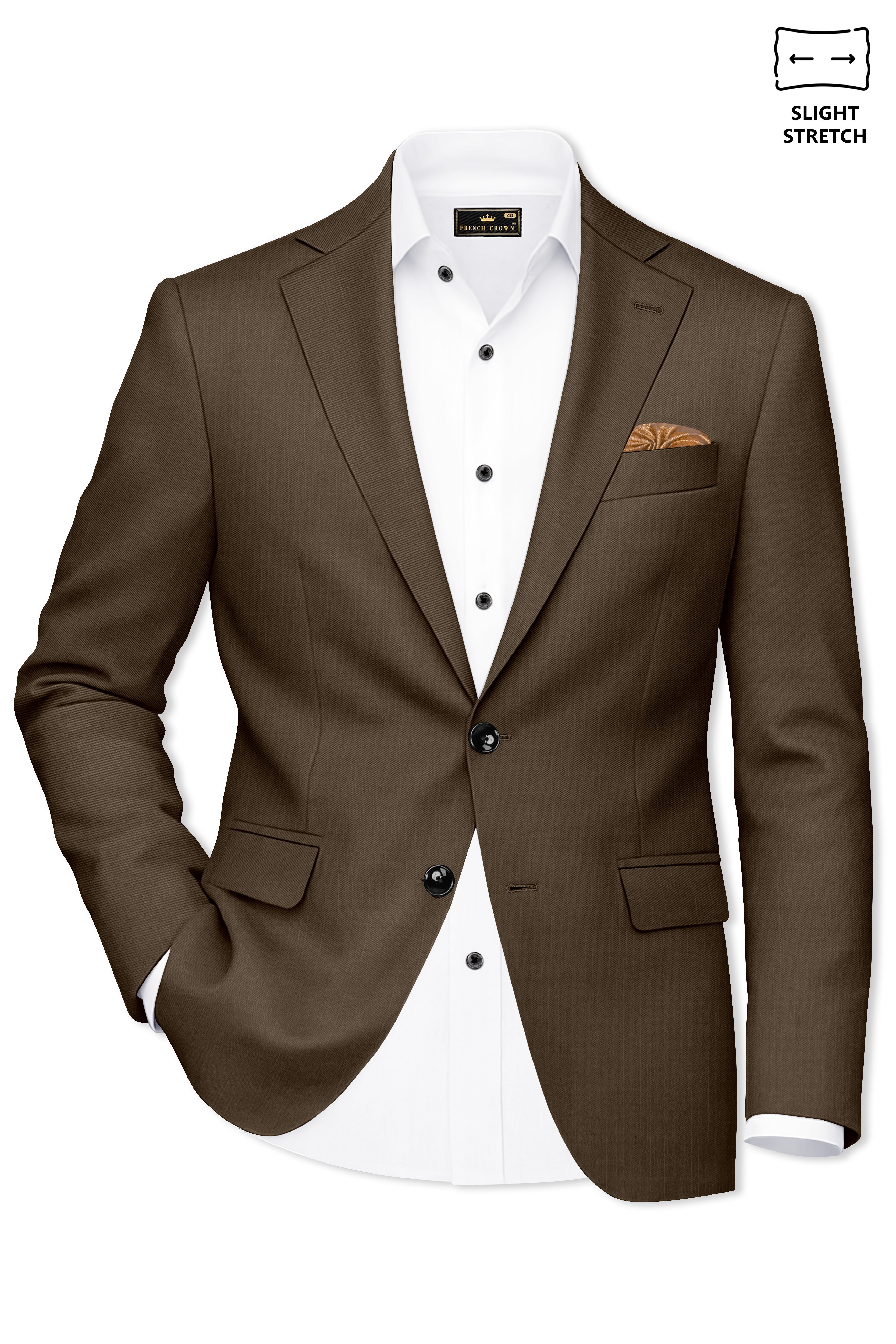 Terrano-Mocha Brown Solid Premium Wool Rich Single Breasted Suit