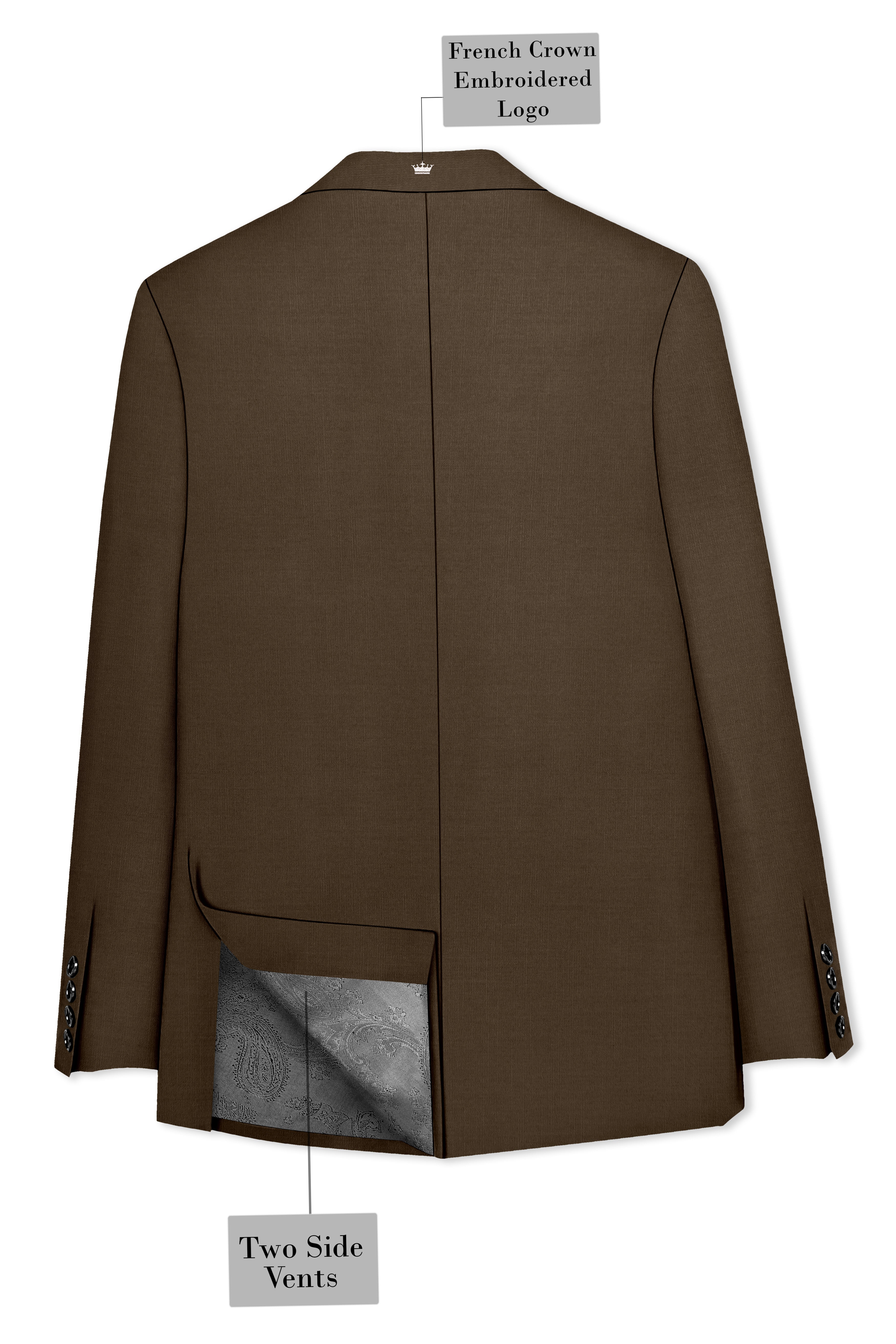 Terrano-Mocha Brown Wool Rich Slight Stretch Single Breasted Suit