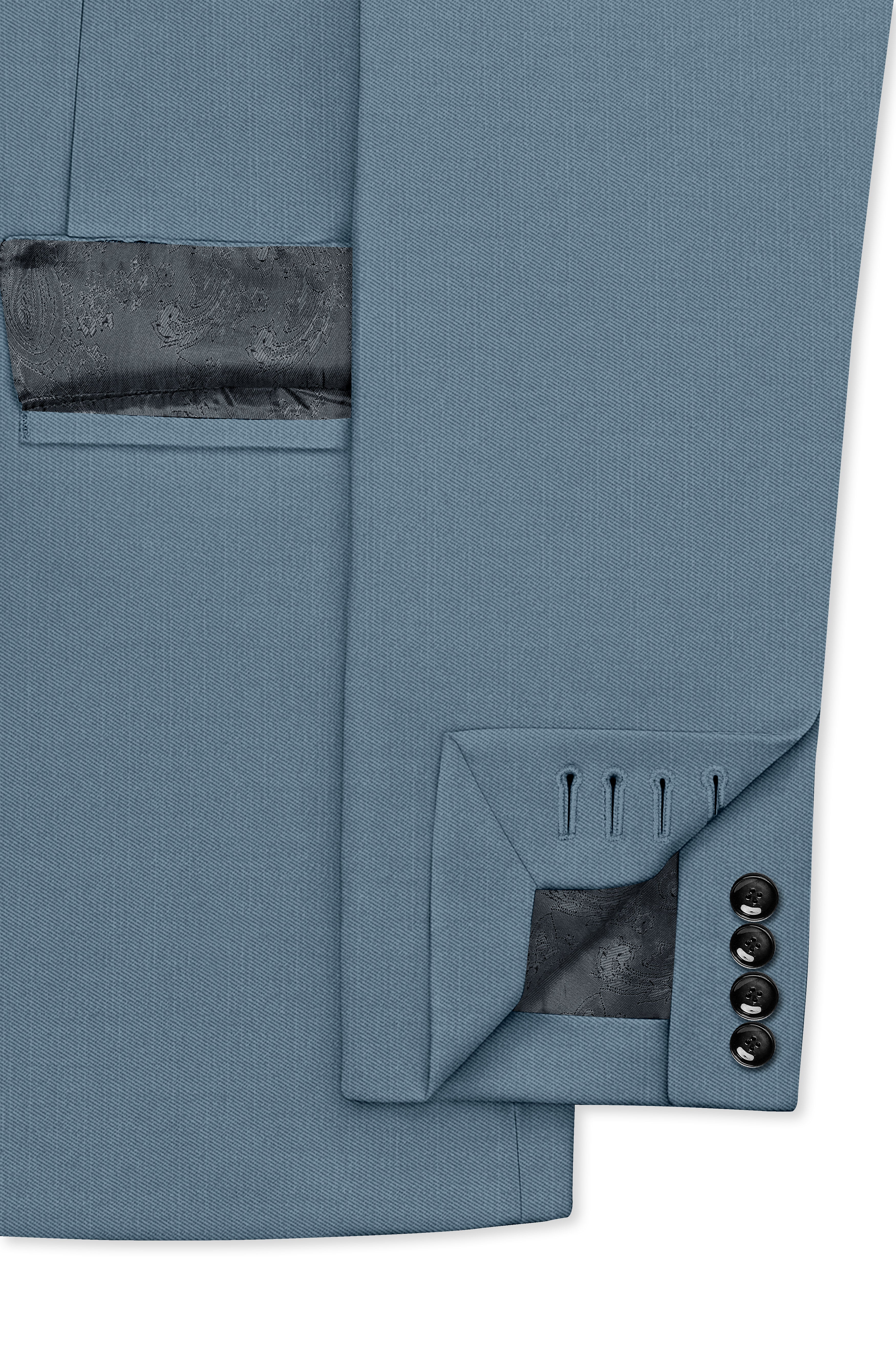 Sapphire-Fiord Blue Wool Rich Slight Stretch Double Breasted Suit