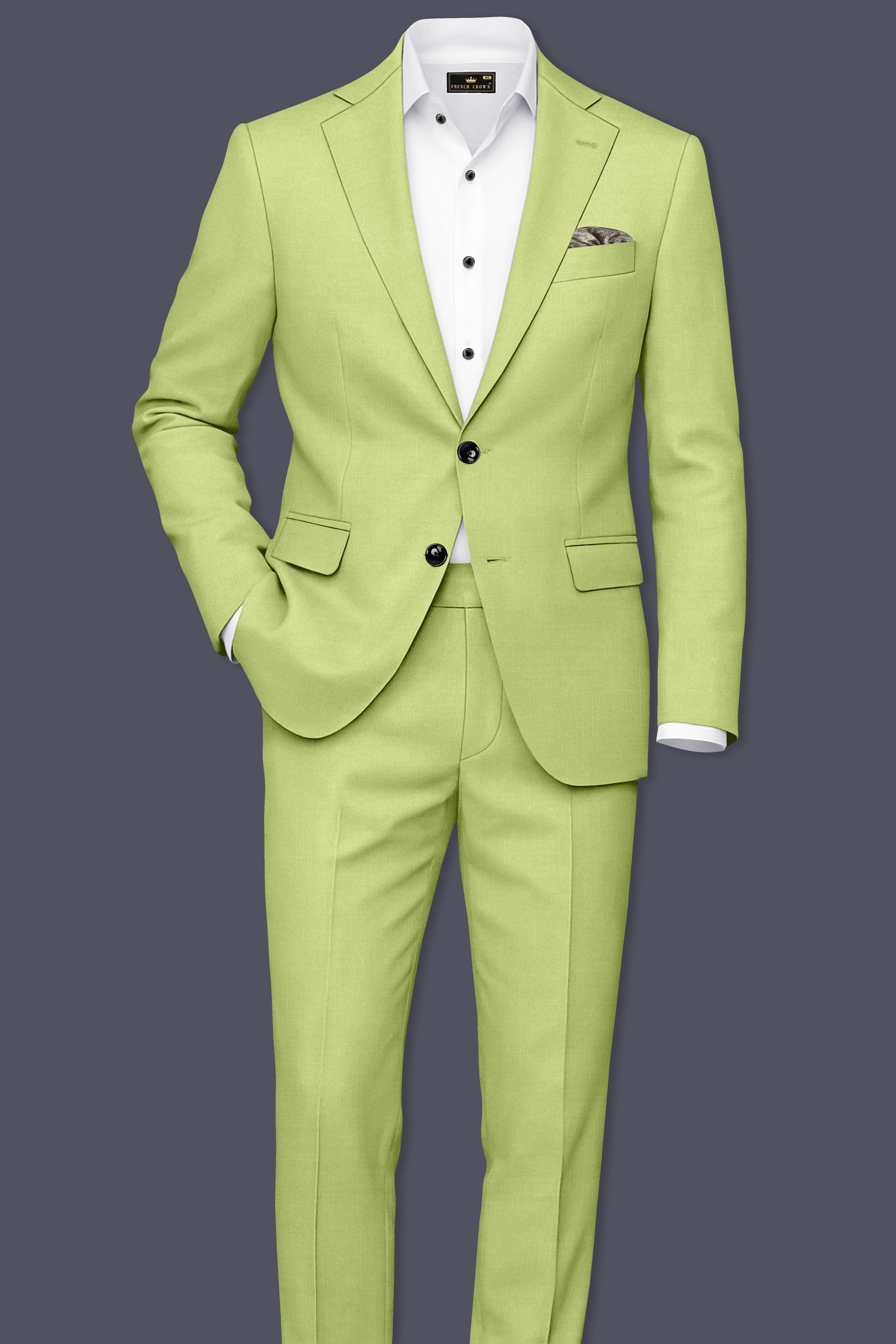 Ochre-Tan Green Wool Rich Slight Stretch Single Breasted Suit