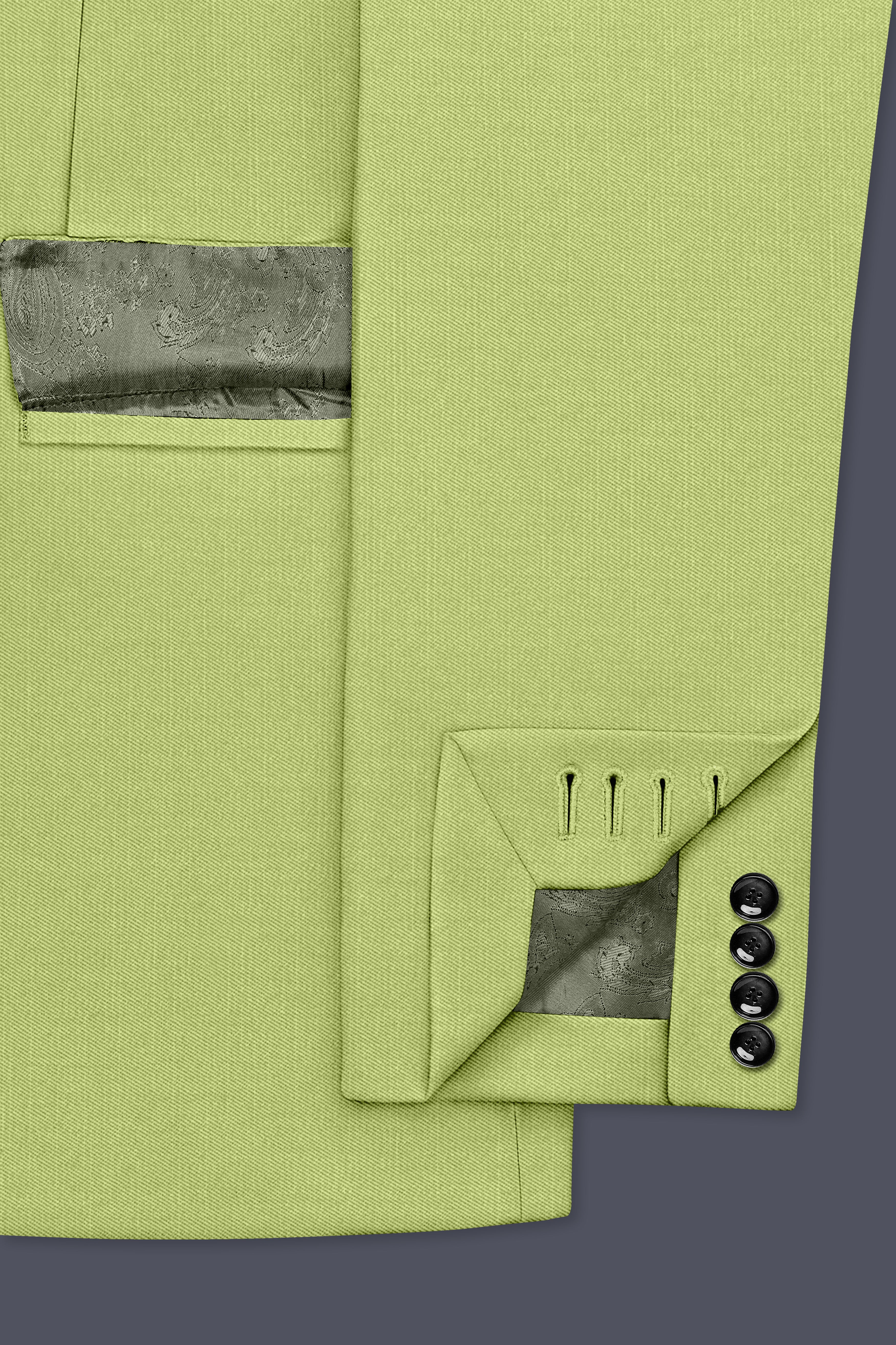 Ochre-Tan Green Wool Rich Slight Stretch Single Breasted Suit