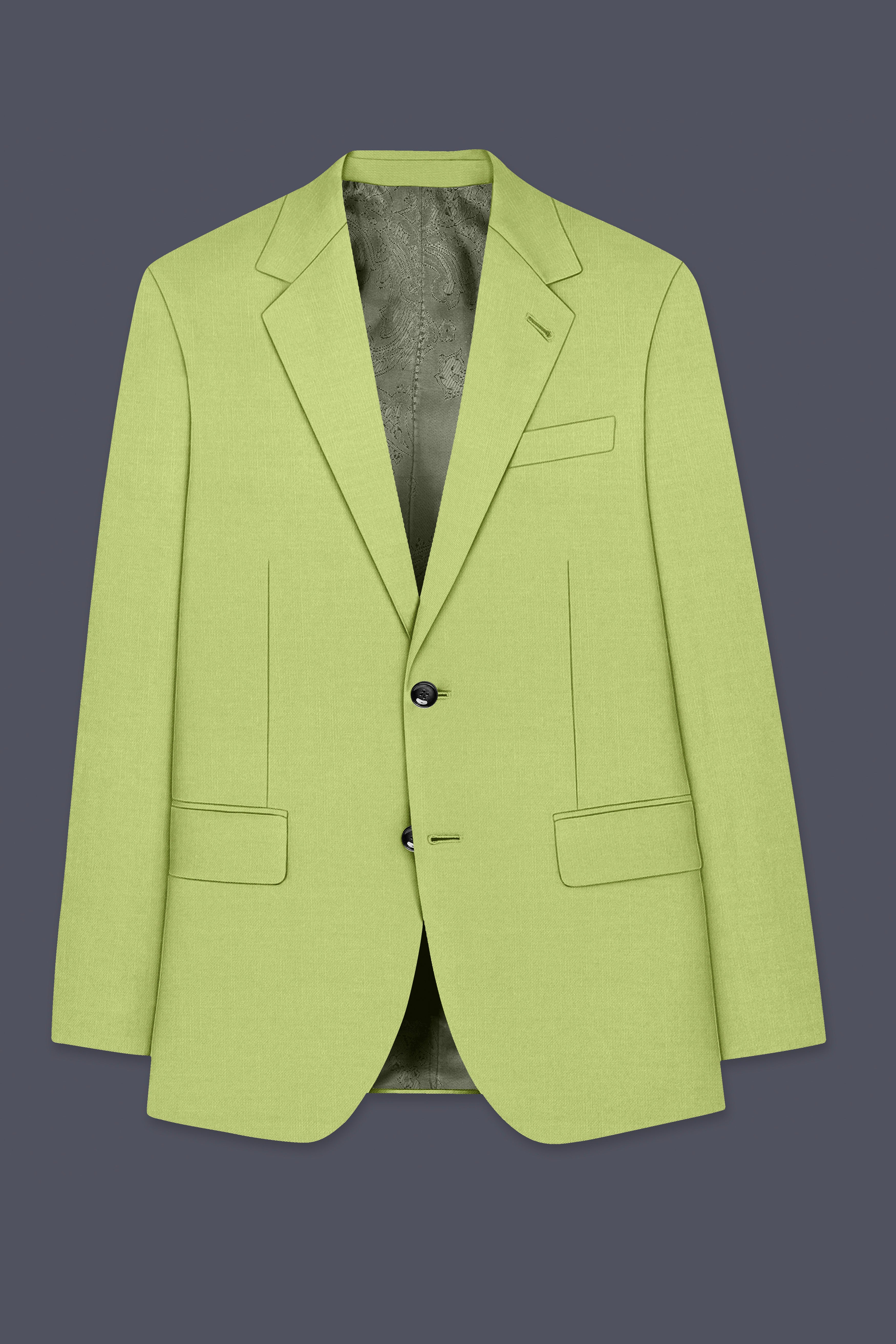 Ochre-Tan Green Wool Rich Slight Stretch Single Breasted Suit