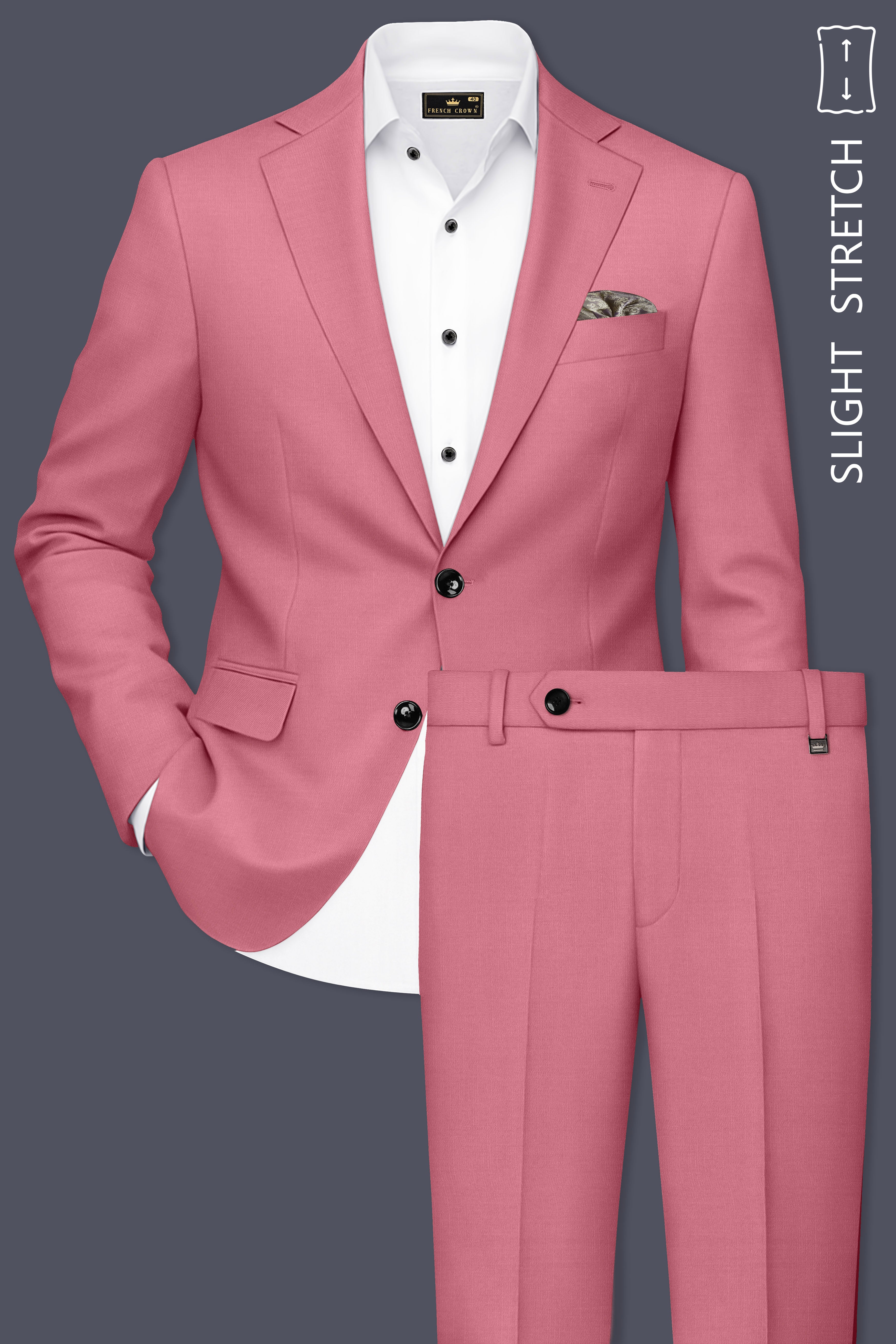 Soleil-Peach Wool Rich Slight Stretch Single Breasted Suit