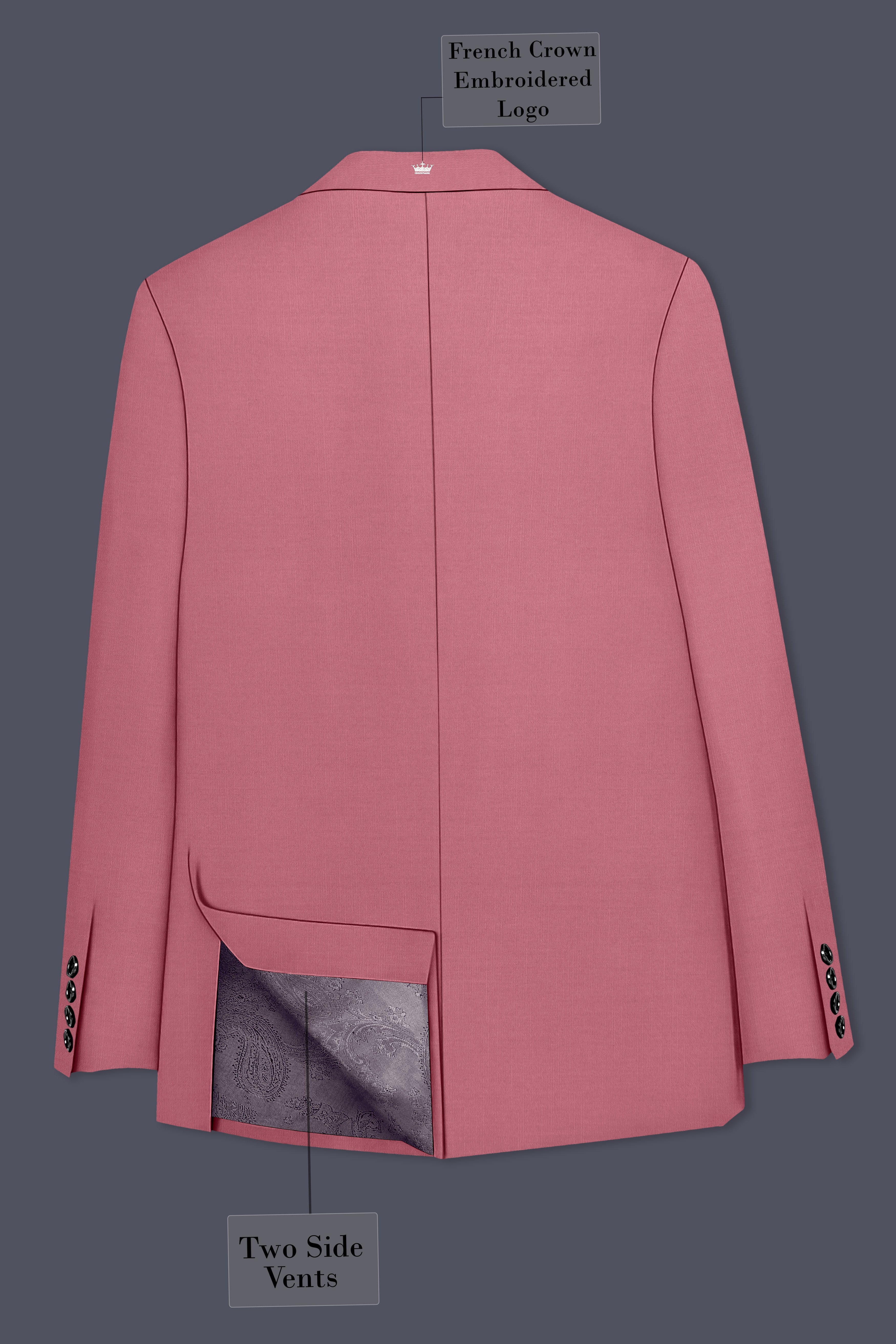 Soleil-Peach Wool Rich Slight Stretch Single Breasted Suit