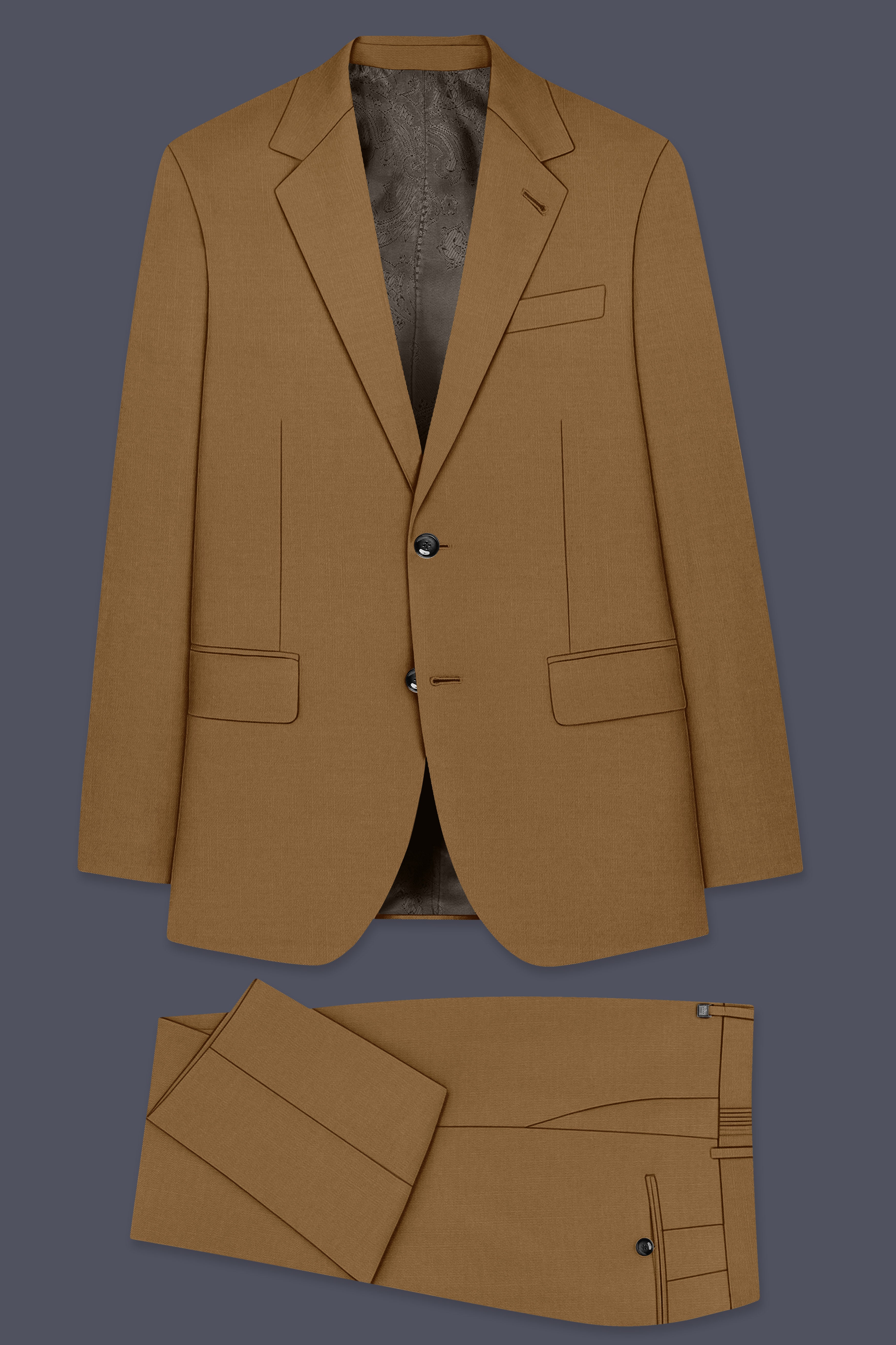 Sapphire-Potters Brown Wool Rich Slight Stretch Single Breasted Suit